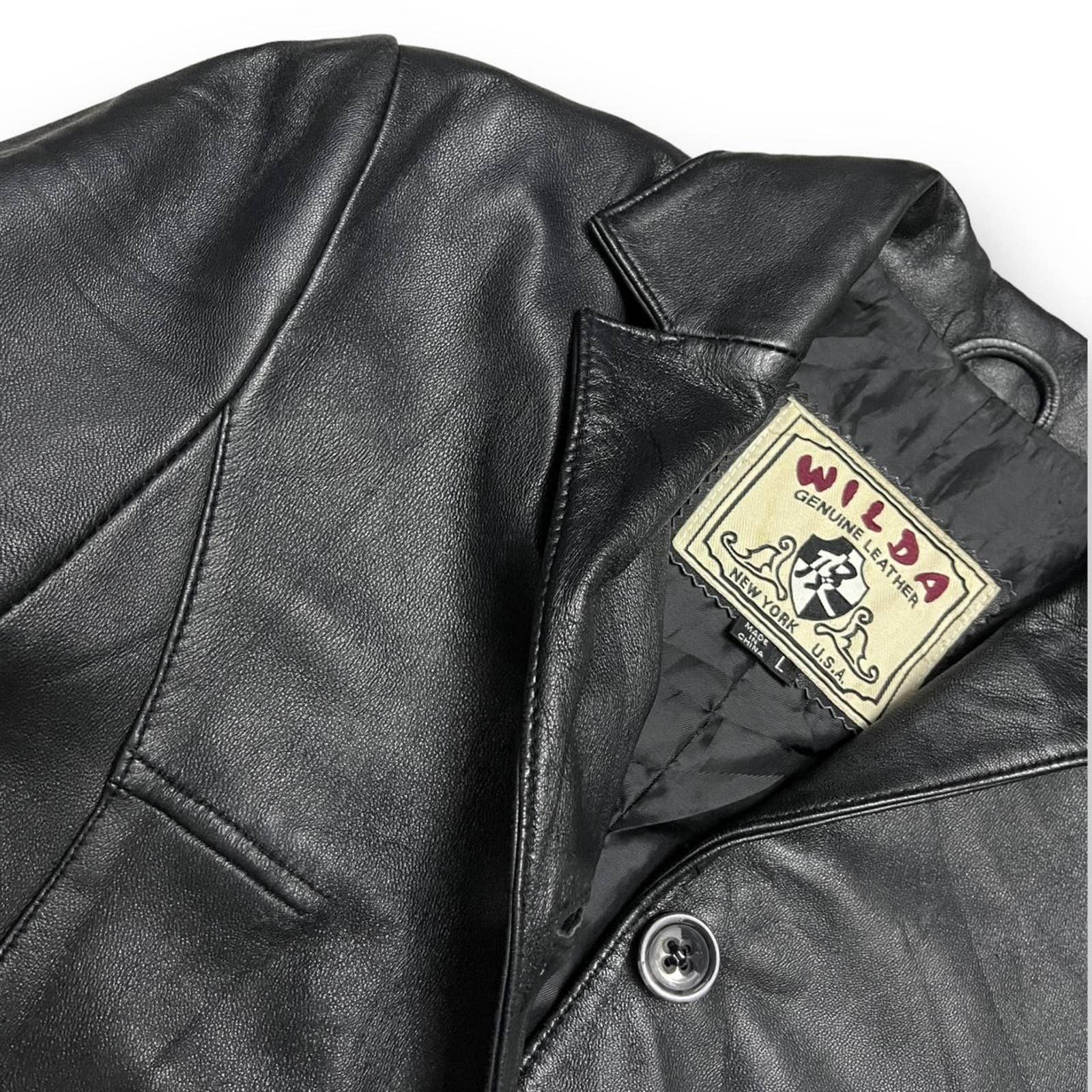 Vintage Vintage WILDA LEATHER 90s Luxury Designer Womens Jacket Size L / US 10 / IT 46 - 3 Thumbnail