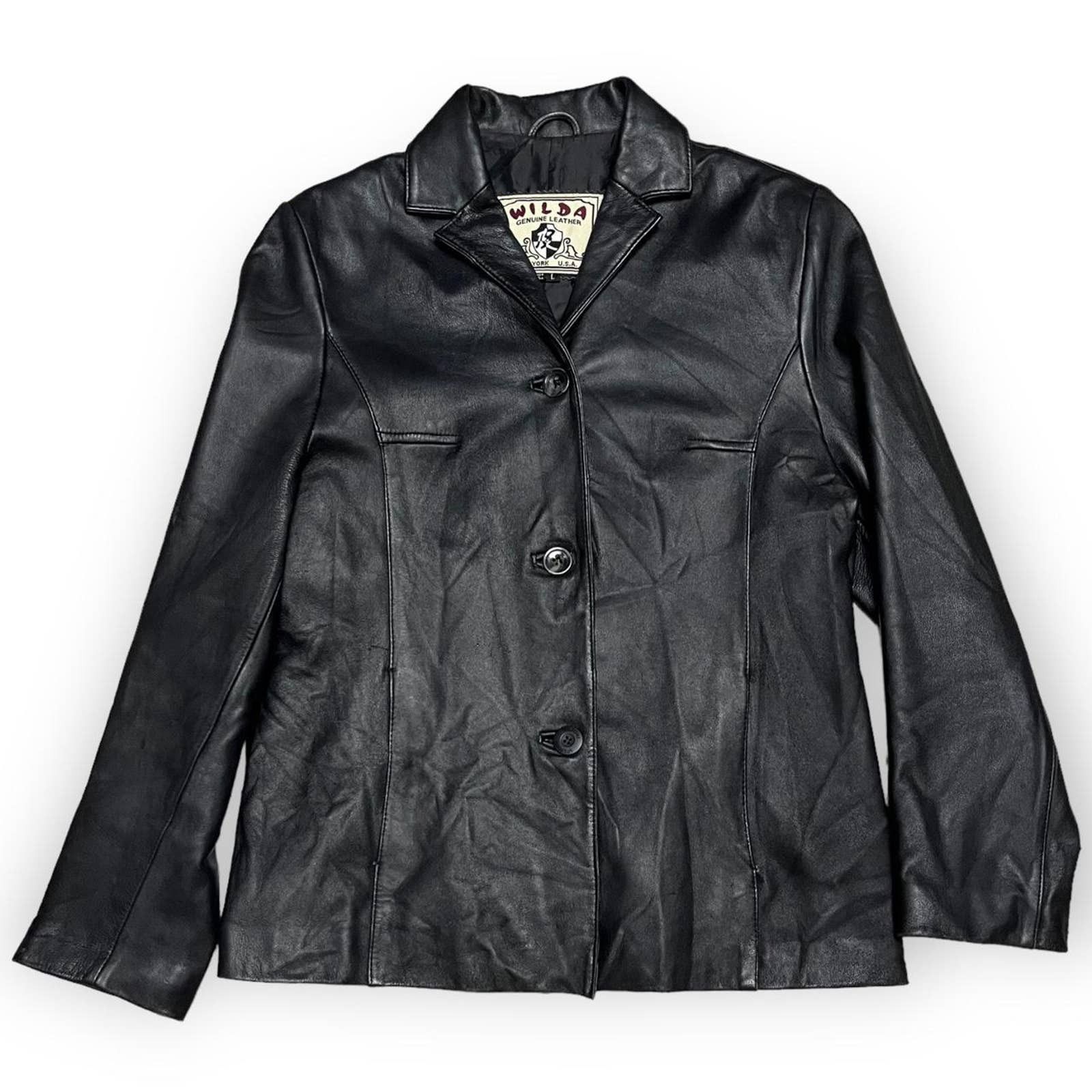 Vintage Vintage WILDA LEATHER 90s Luxury Designer Womens Jacket Size L / US 10 / IT 46 - 1 Thumbnail