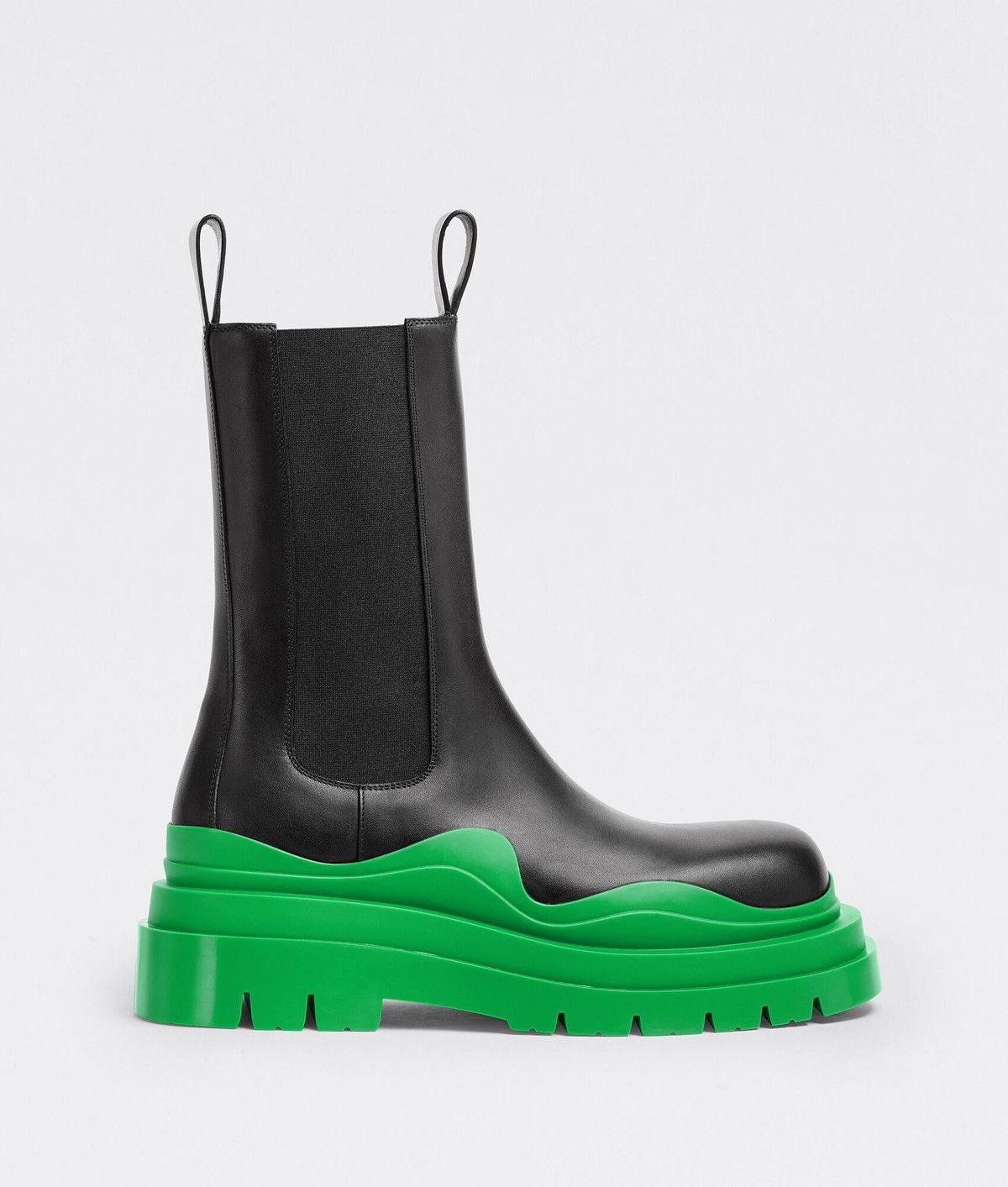 Bottega Veneta NEW 40 Black Grass Green Tire Chelsea Boots Leather Bottega Size US 7 / EU 40 - 1 Thumbnail