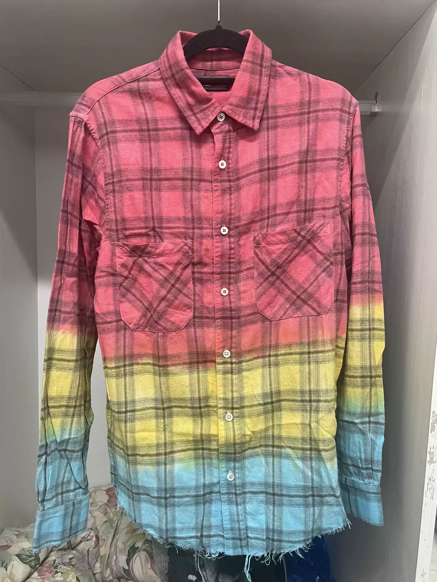 Amiri shirt color gradient plaid shirt