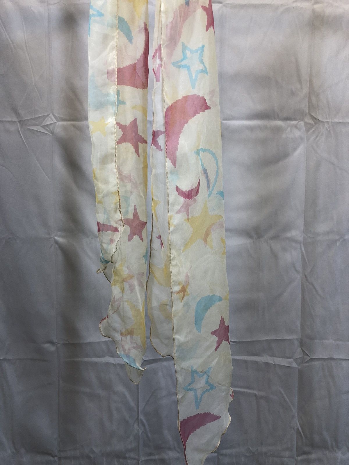 Vintage Vintage Sheer White Space Pink Stars Moon Scarf Size ONE SIZE - 6 Thumbnail