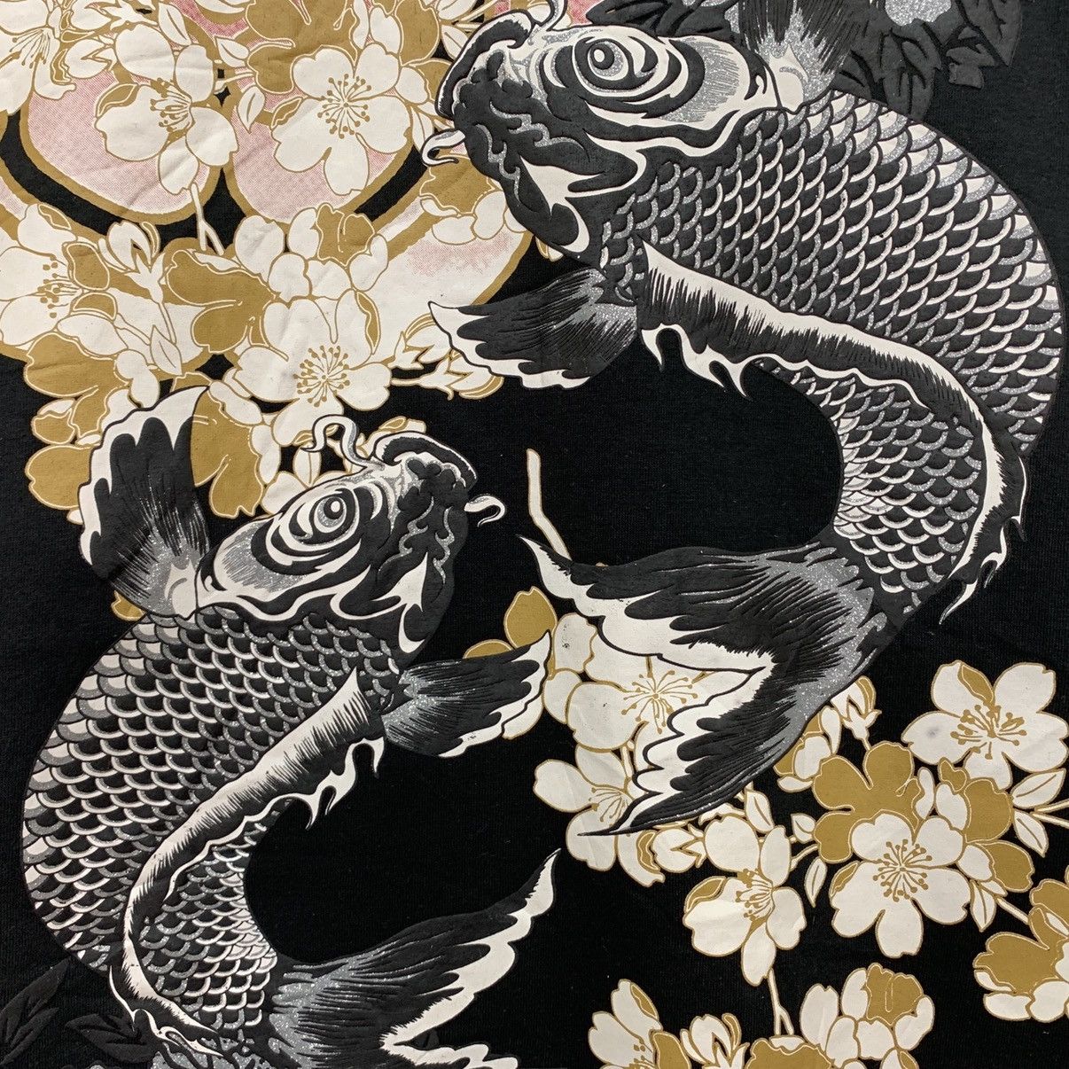 Designer × Japanese Brand Rare! Japanese Koi Fish Flowers Design Sweatshirt Size US L / EU 52-54 / 3 - 5 Thumbnail