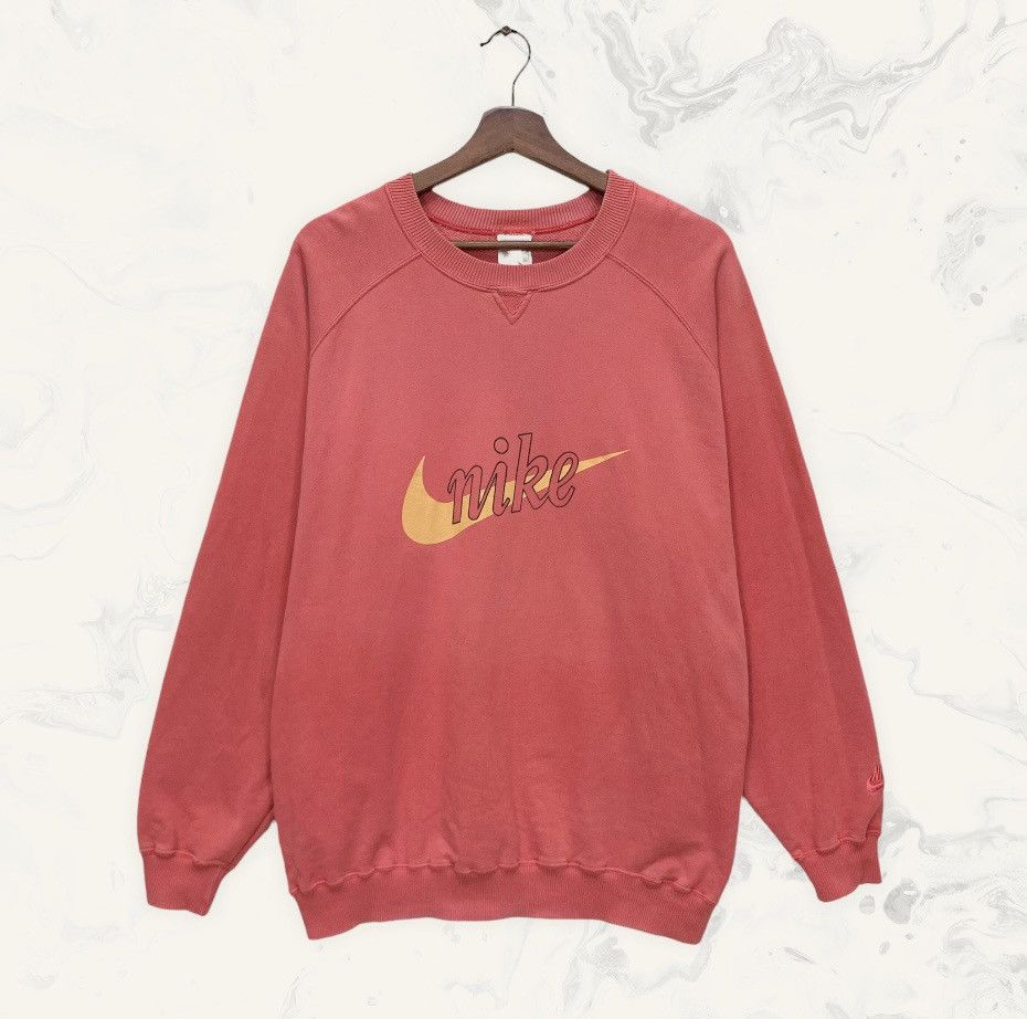 Nike × Vintage Rare! Vintage 1990s Nike Big Swoosh Sweatshirt Size US L / EU 52-54 / 3 - 1 Thumbnail