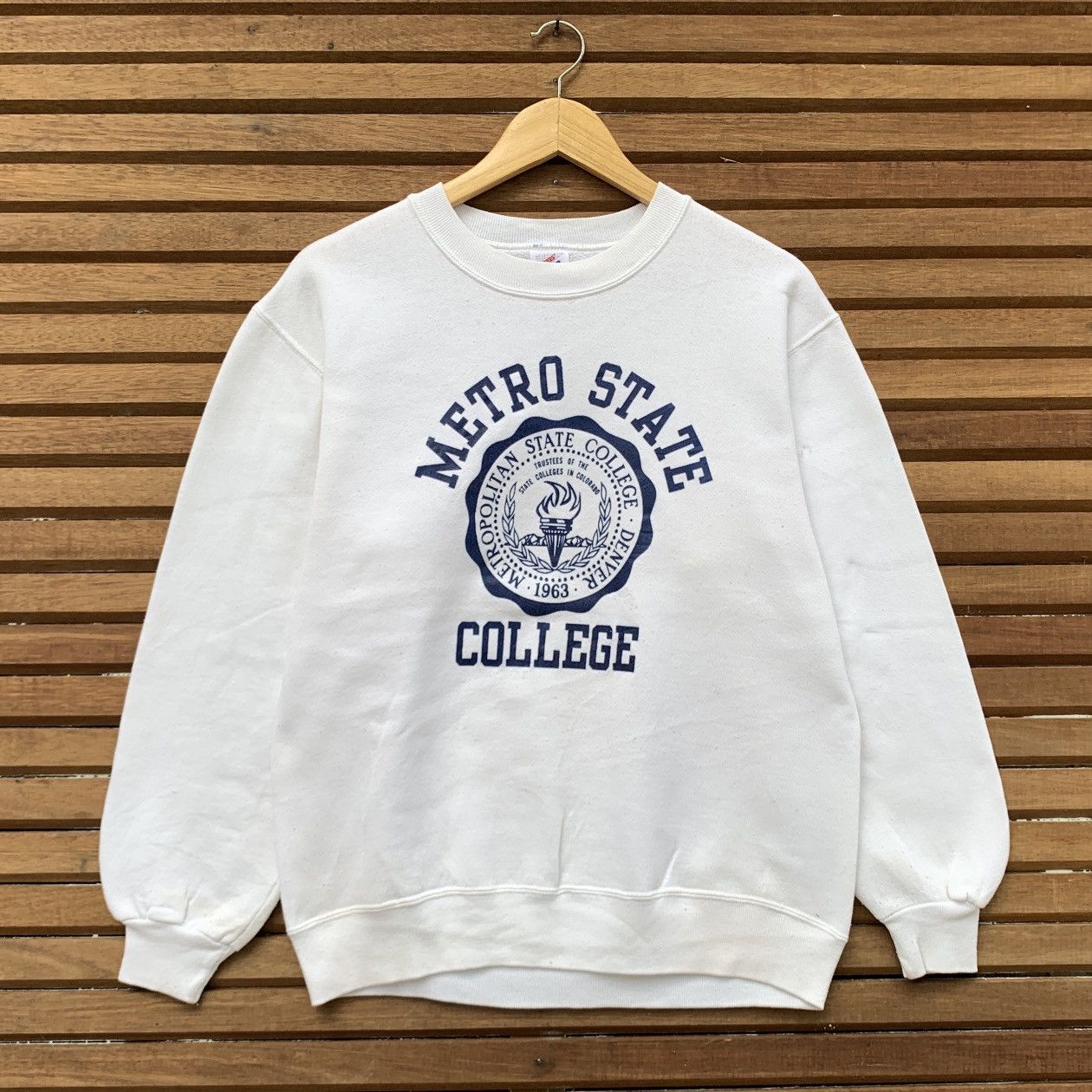 Jerzees × Vintage Rare! Vintage 1990s Jerzees Metropolitan State University Size US S / EU 44-46 / 1 - 1 Thumbnail