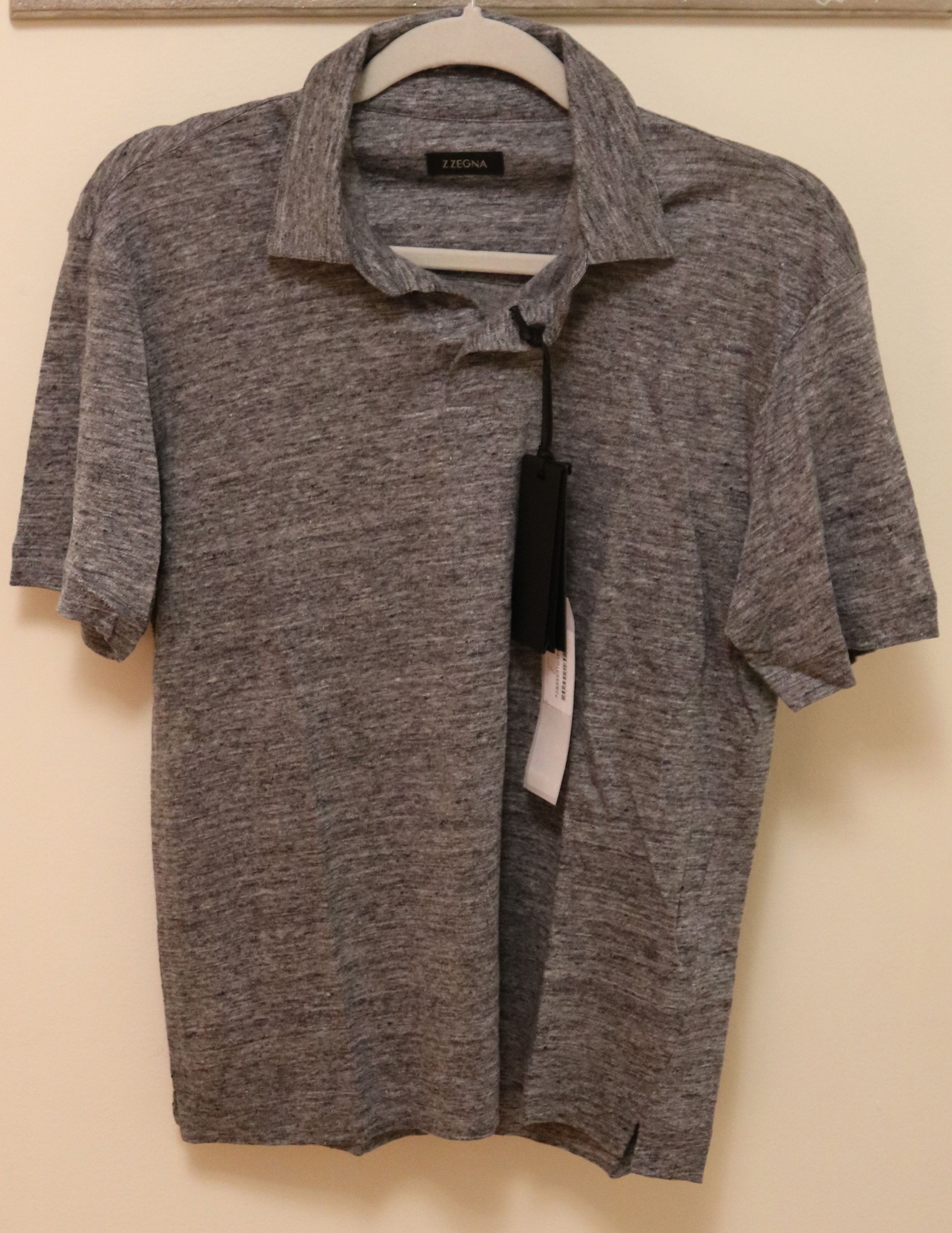 Z Zegna ZZegna Melange Linen Polo Shirt Gray Size Small Size US S / EU 44-46 / 1 - 1 Thumbnail