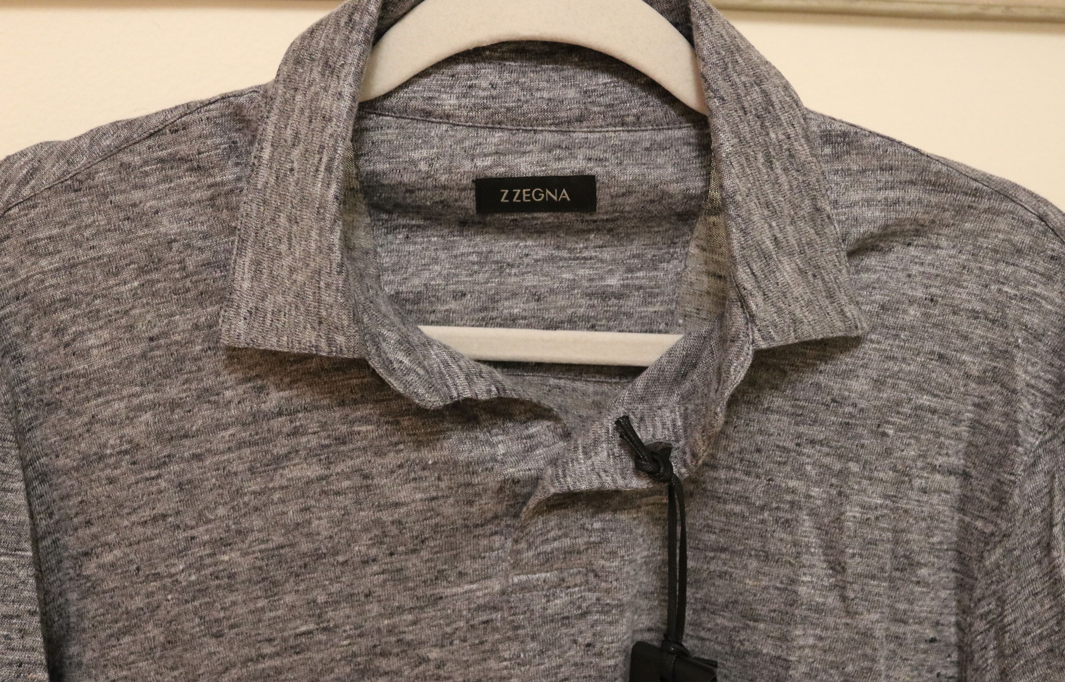 Z Zegna ZZegna Melange Linen Polo Shirt Gray Size Small Size US S / EU 44-46 / 1 - 2 Thumbnail