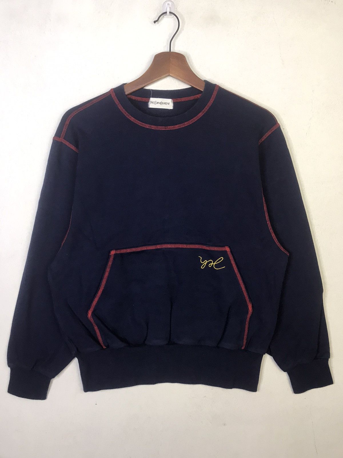 Vintage × Yves Saint Laurent Rare Vintage 90s YSL Crop Oversize Crewneck Size M / US 6-8 / IT 42-44 - 2 Thumbnail