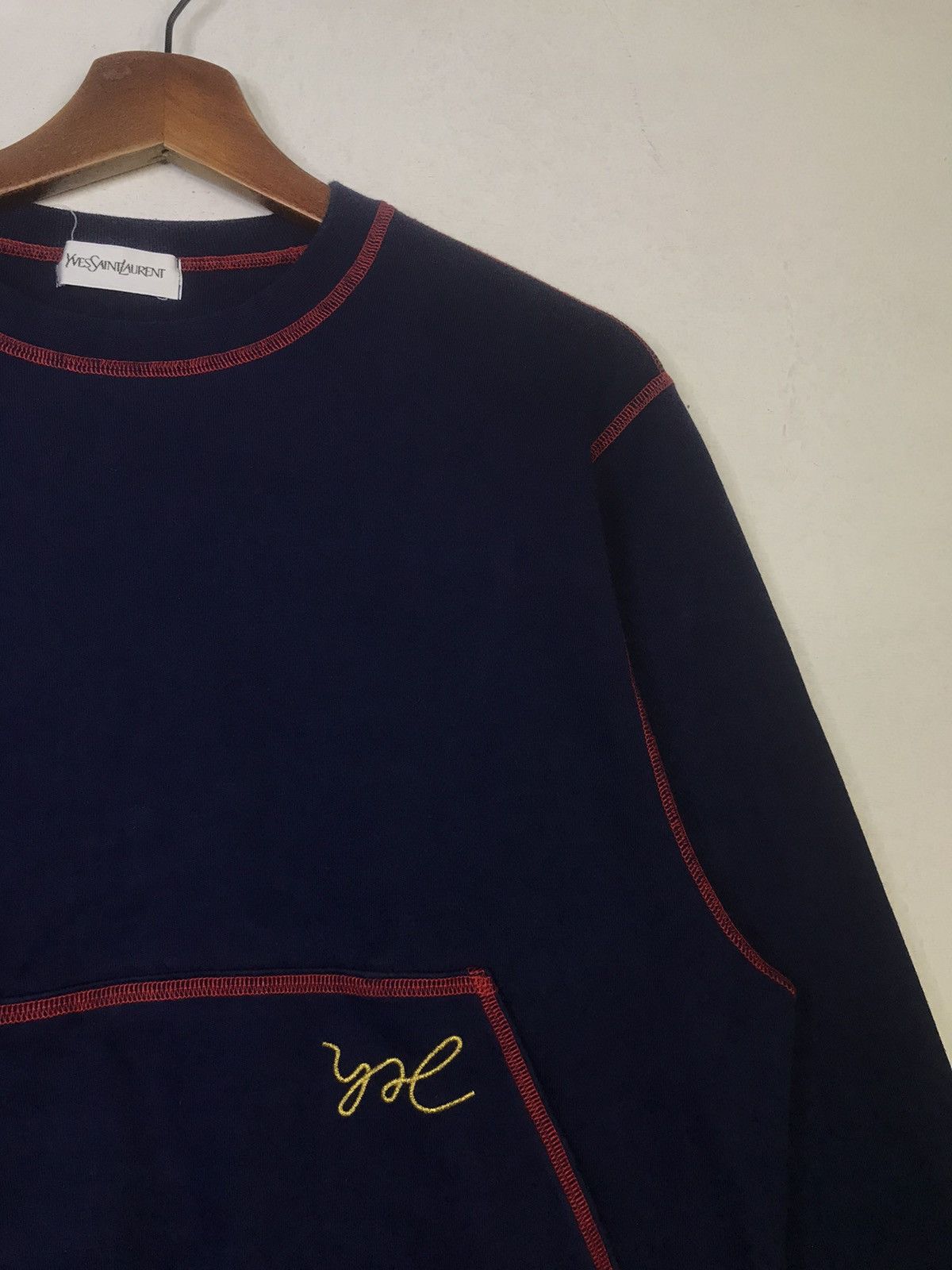 Vintage × Yves Saint Laurent Rare Vintage 90s YSL Crop Oversize Crewneck Size M / US 6-8 / IT 42-44 - 3 Thumbnail