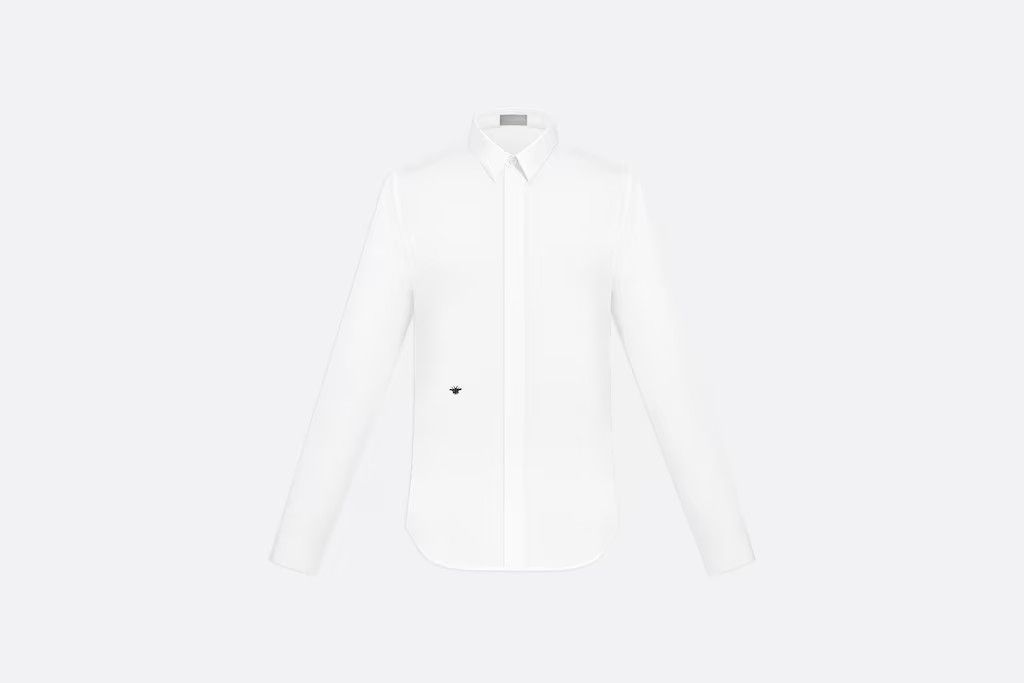 image of Dior Bee Embroided Shirt in White, Men's (Size Small)