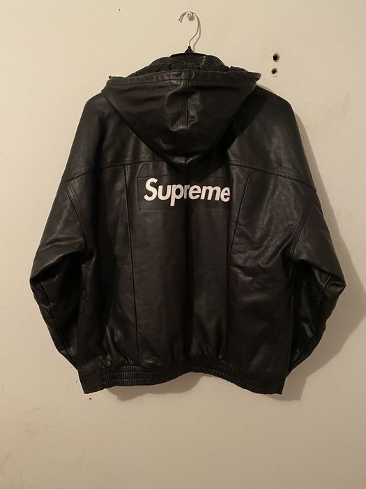 Nike x supreme leather 2024 jacket