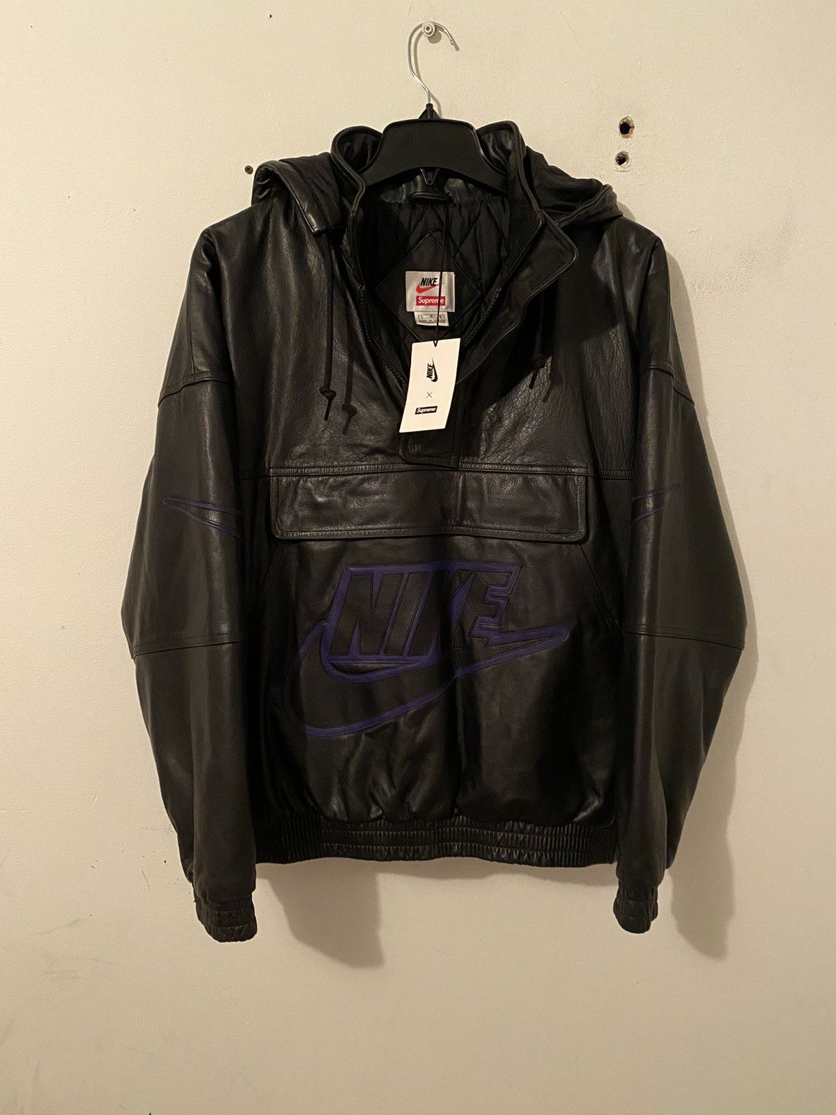 Nike supreme leather sales jacket