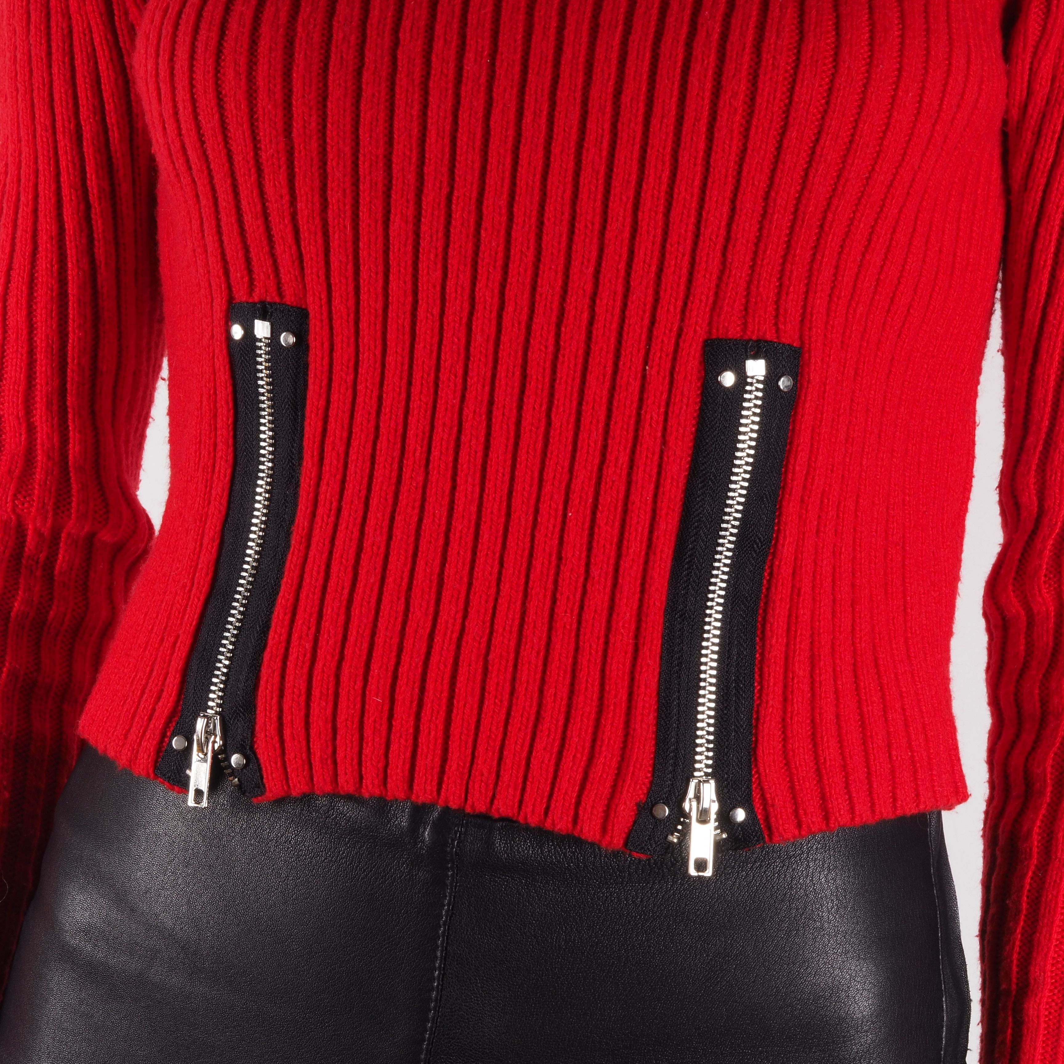 Jean Paul Gaultier Jean Paul Gaultier Lindex Vintage Red Zip Turtleneck Sweater Size S / US 4 / IT 40 - 2 Thumbnail