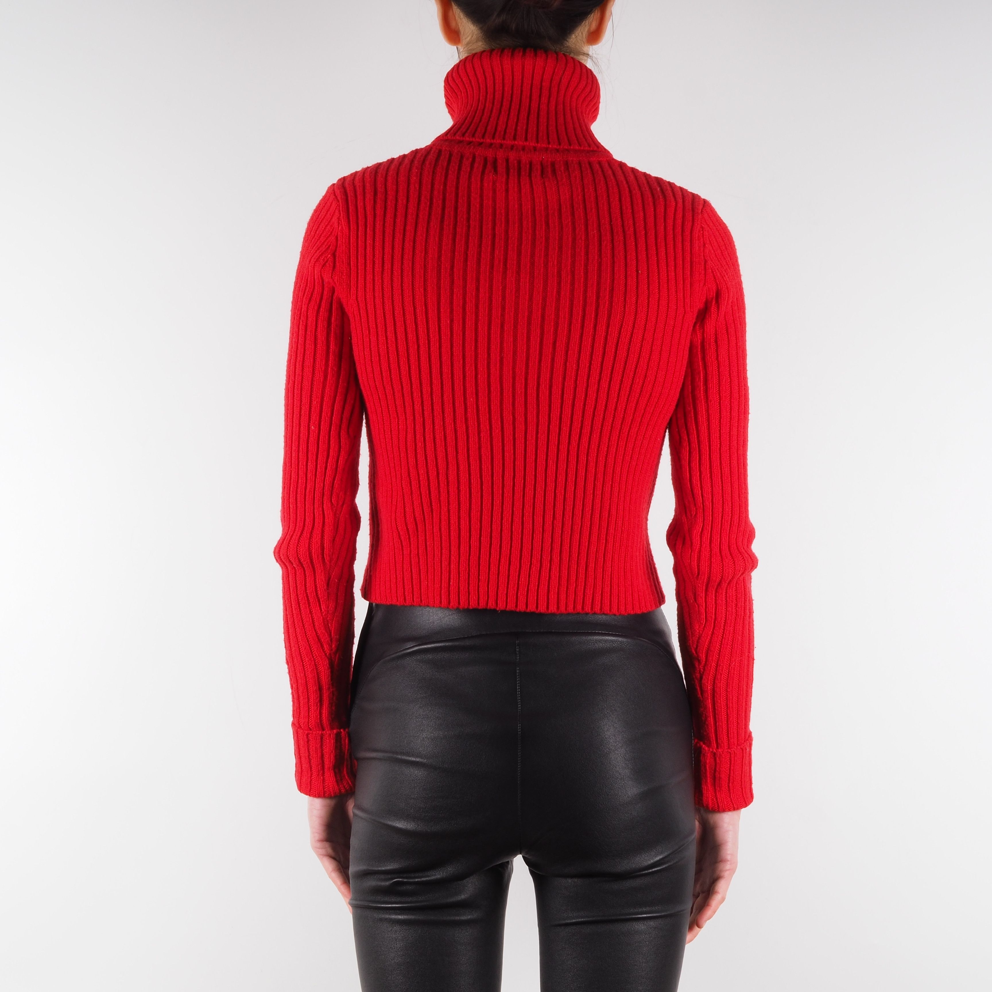 Jean Paul Gaultier Jean Paul Gaultier Lindex Vintage Red Zip Turtleneck Sweater Size S / US 4 / IT 40 - 3 Thumbnail