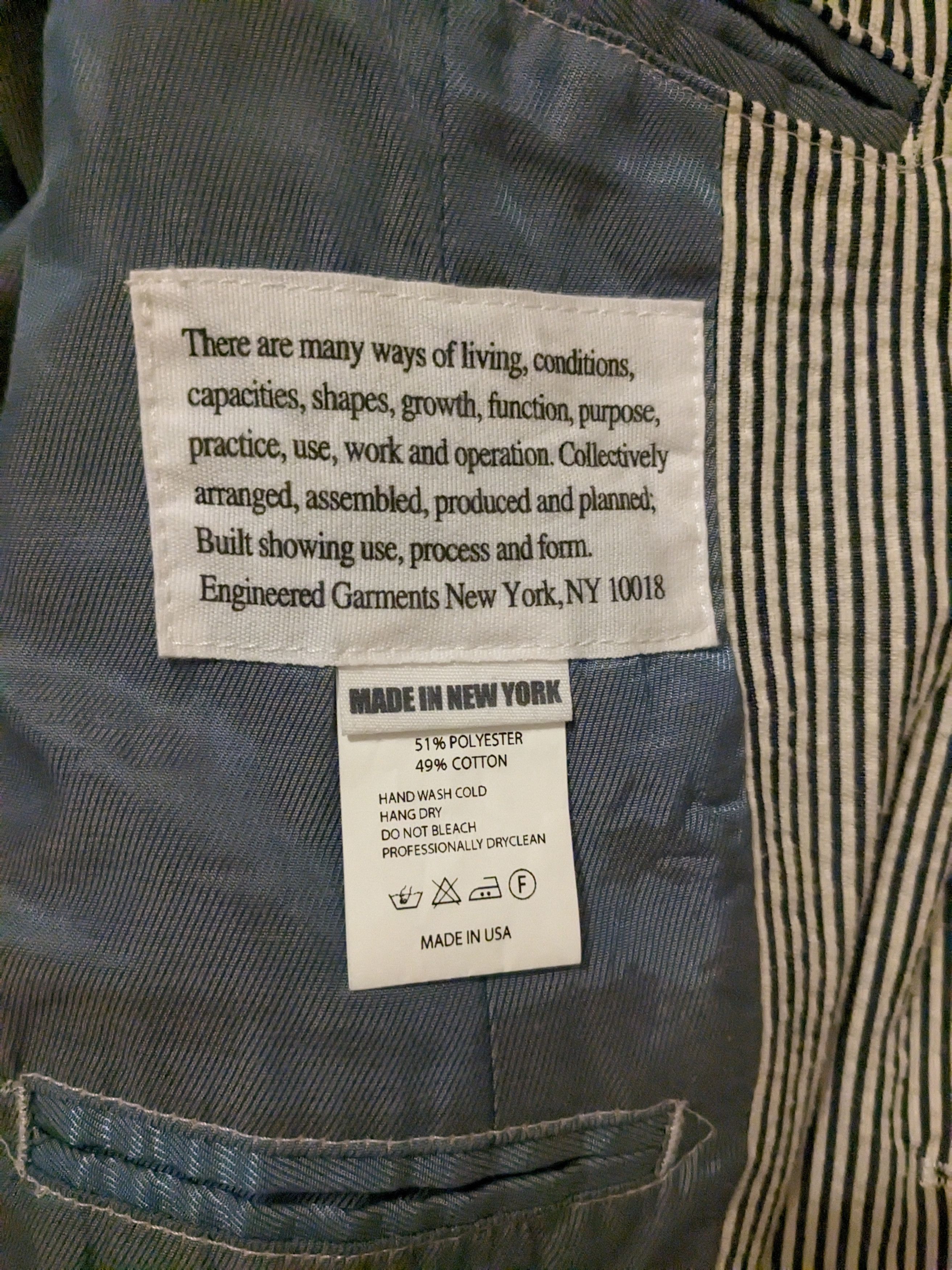 Engineered Garments EUC Engineered Garments Seersucker Andover Jacket Size M Size 40R - 5 Thumbnail