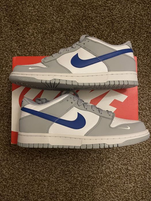 Nike *New* Nike Dunk Low GS Wolf Grey Royal - Mini Swoosh | Grailed