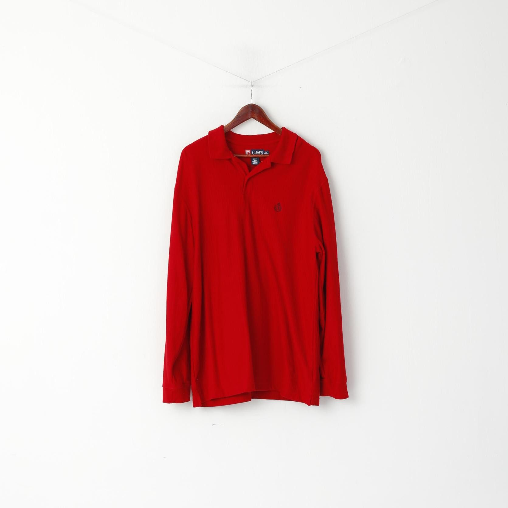 Chaps × Vintage Chaps Men XL Polo Shirt Red Long Sleeve Cotton 3925 Size US XL / EU 56 / 4 - 1 Thumbnail