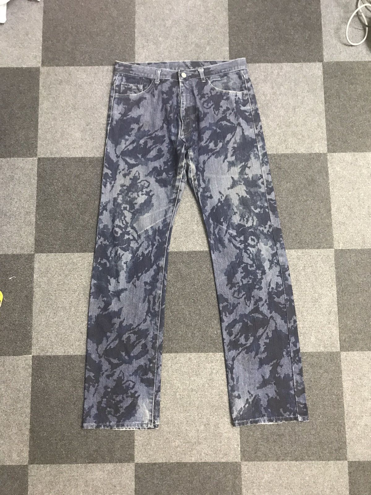 Vintage Unbrand Smoky Effect Artisanal Motive Art Jeans Size US 32 / EU 48 - 3 Thumbnail