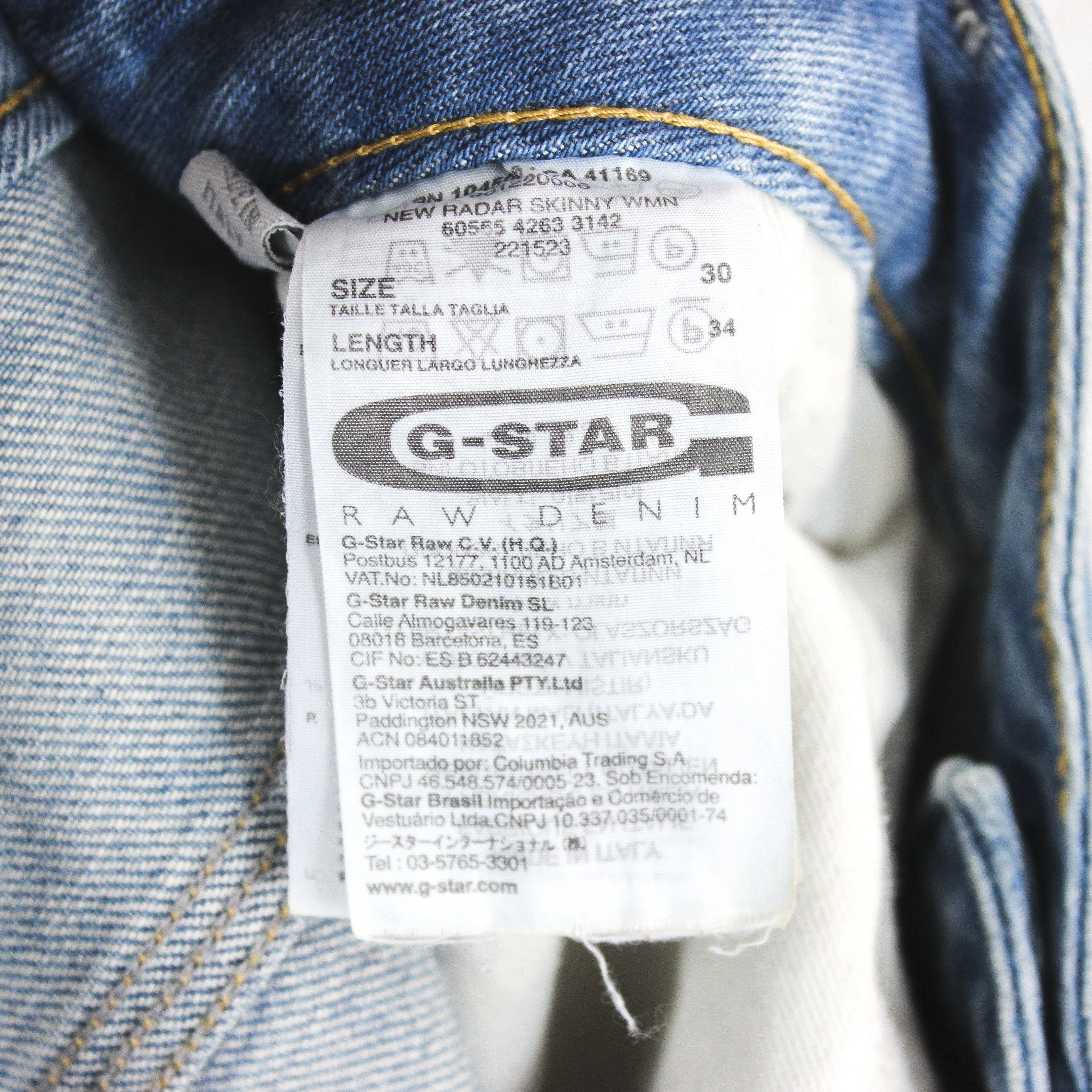 G-Star New Radar Women W30 L34 Skinny Jeans Denim Pants Trousers Size 30" / US 8 / IT 44 - 6 Thumbnail