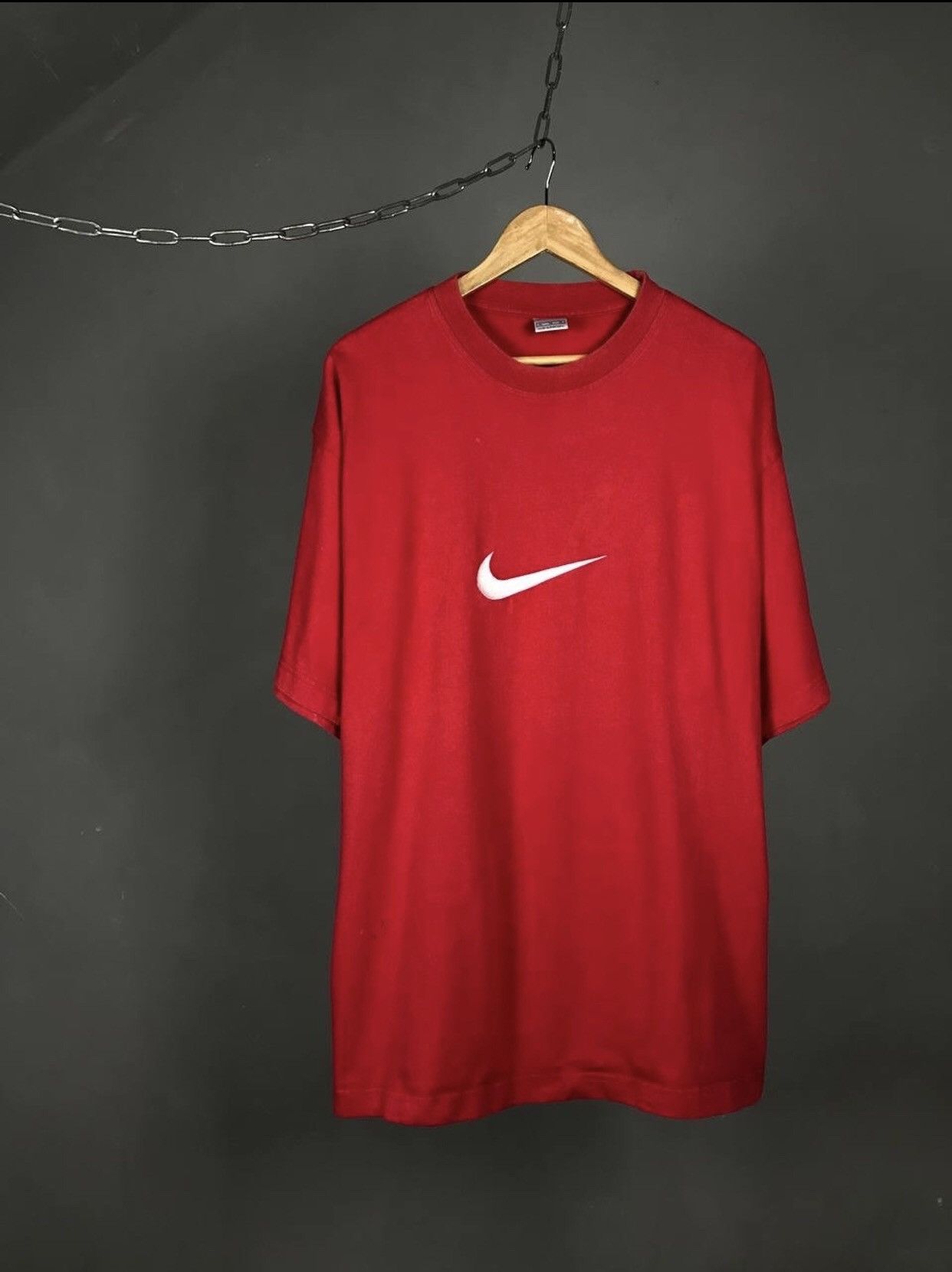 Nike × Vintage Nike swoosh streetwear vintage center logo tee Size US XL / EU 56 / 4 - 1 Thumbnail