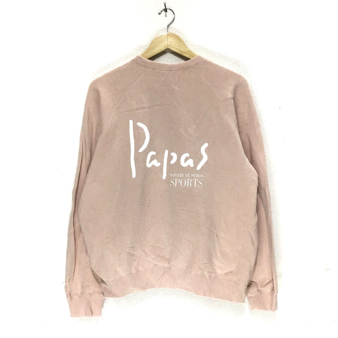 Vtg PAPAS JAPAN Sports Big Logo Pink Sweatshirt Sweater