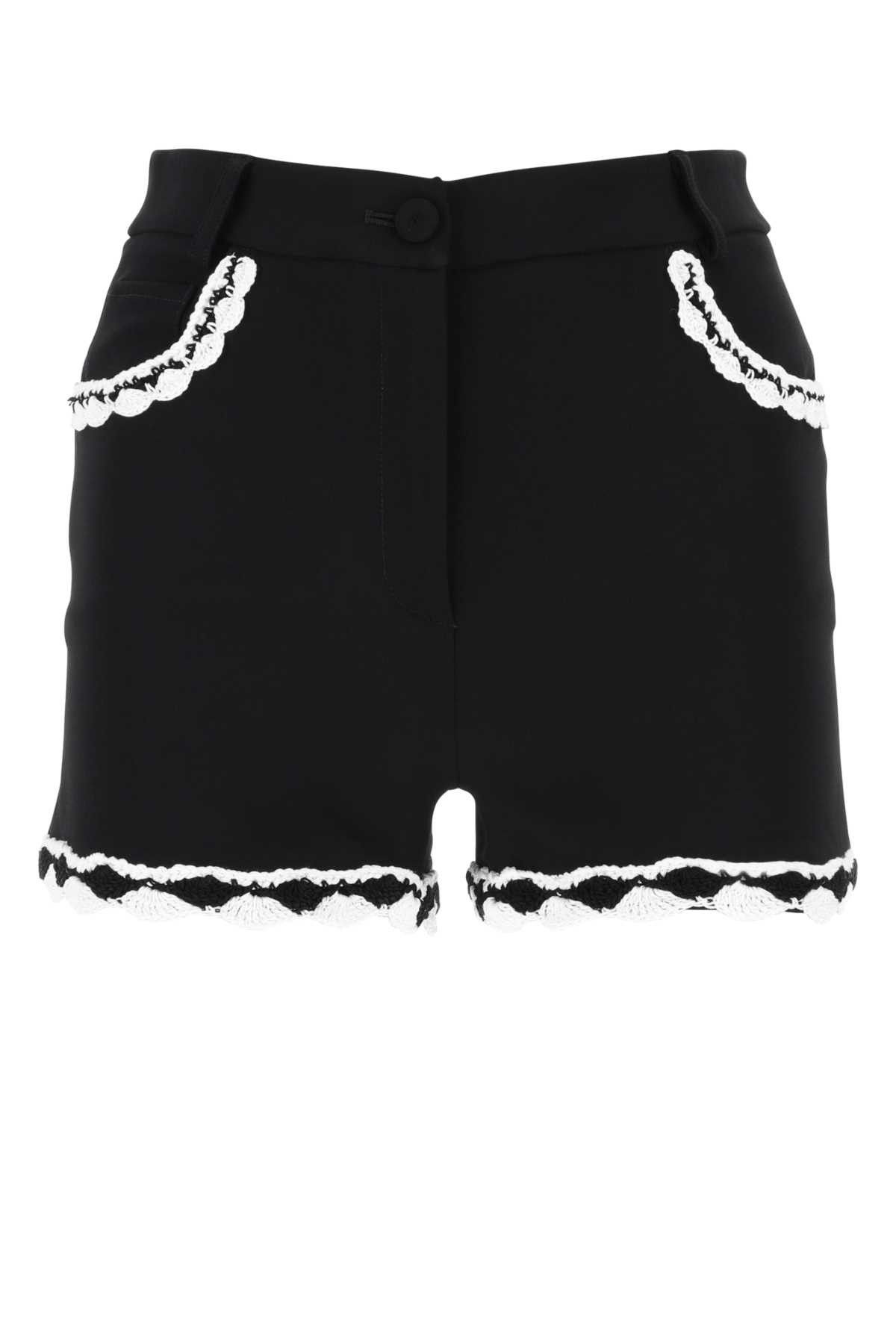 Black Stretch Crepe Shorts