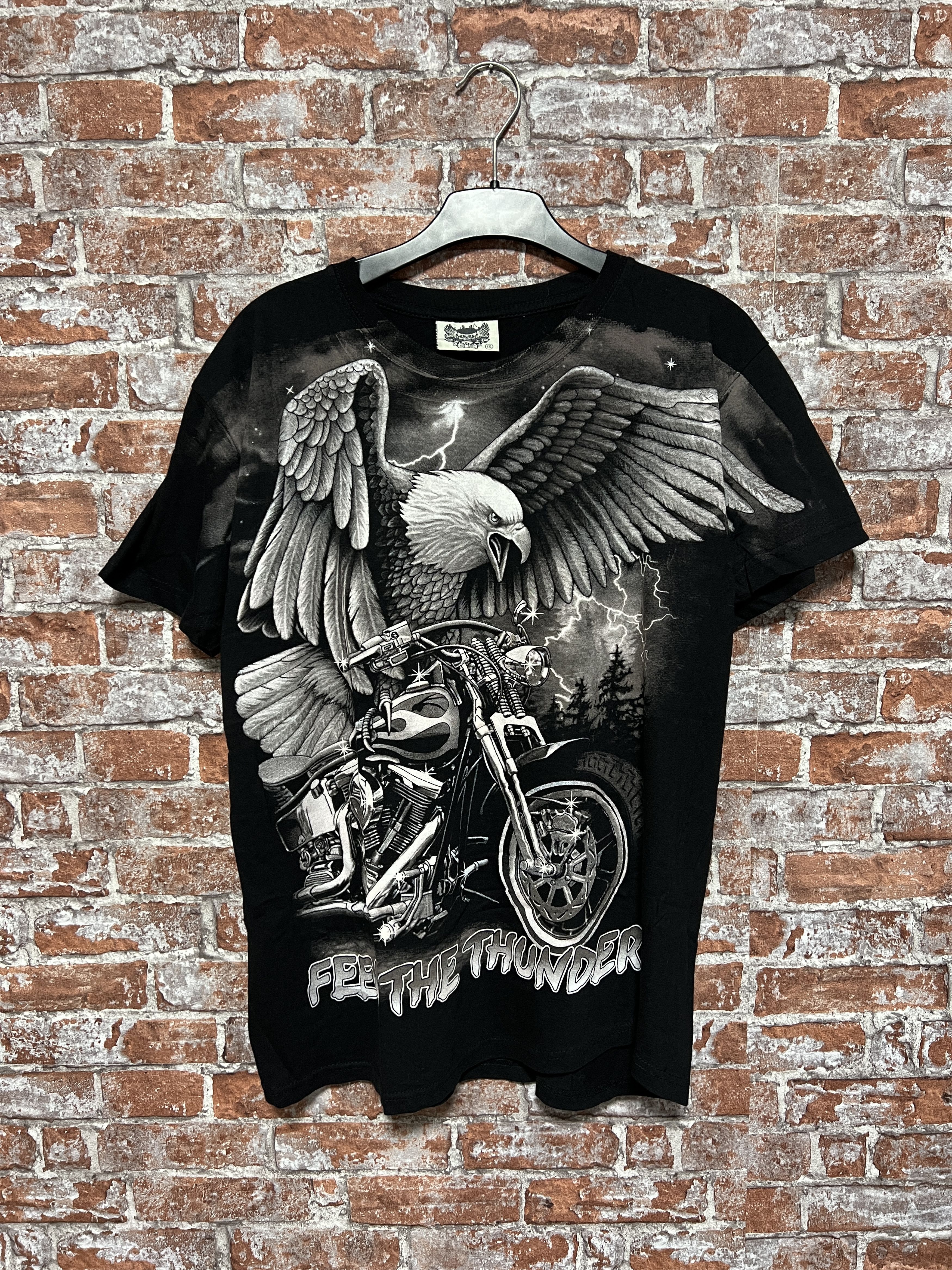 Vintage Vintage 2000s Feel The Thunder Biker Garphic T-shirt Size US L / EU 52-54 / 3 - 1 Thumbnail