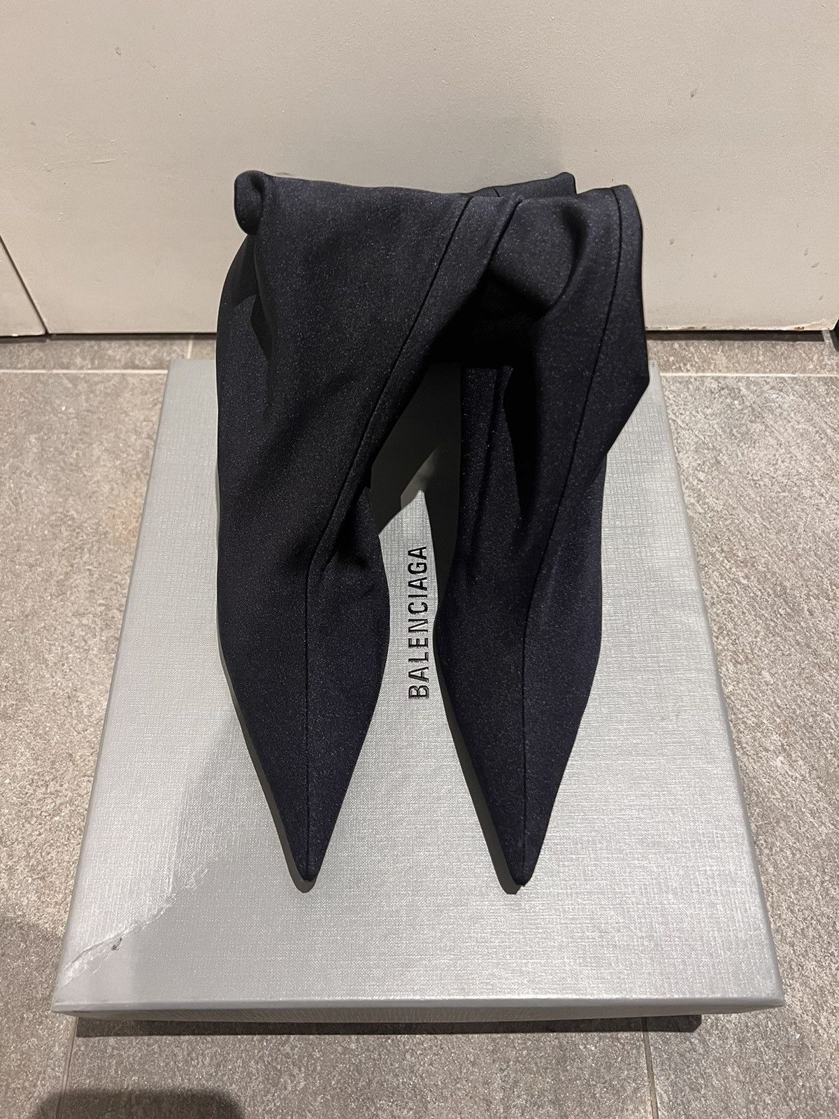 Balenciaga FW17 Black ‘Knife’ heeled thigh-high boots Size US 9 / IT 39 - 3 Thumbnail