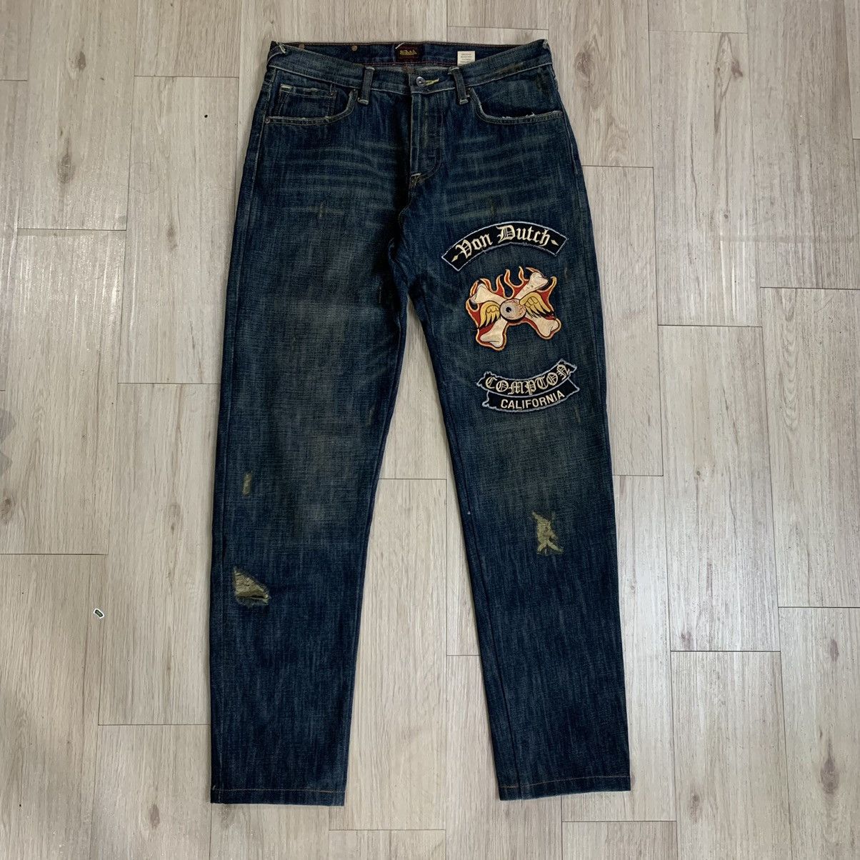 Vondutch Compton California Distressed Denim Jeans Pants