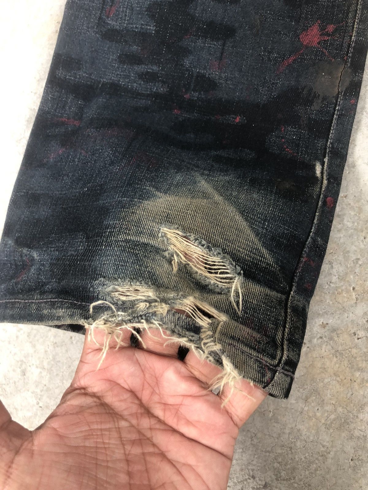 Japanese Brand Japanese Moderm Full Print Jeans Distressed Jeans Splatter Size US 31 - 14 Thumbnail