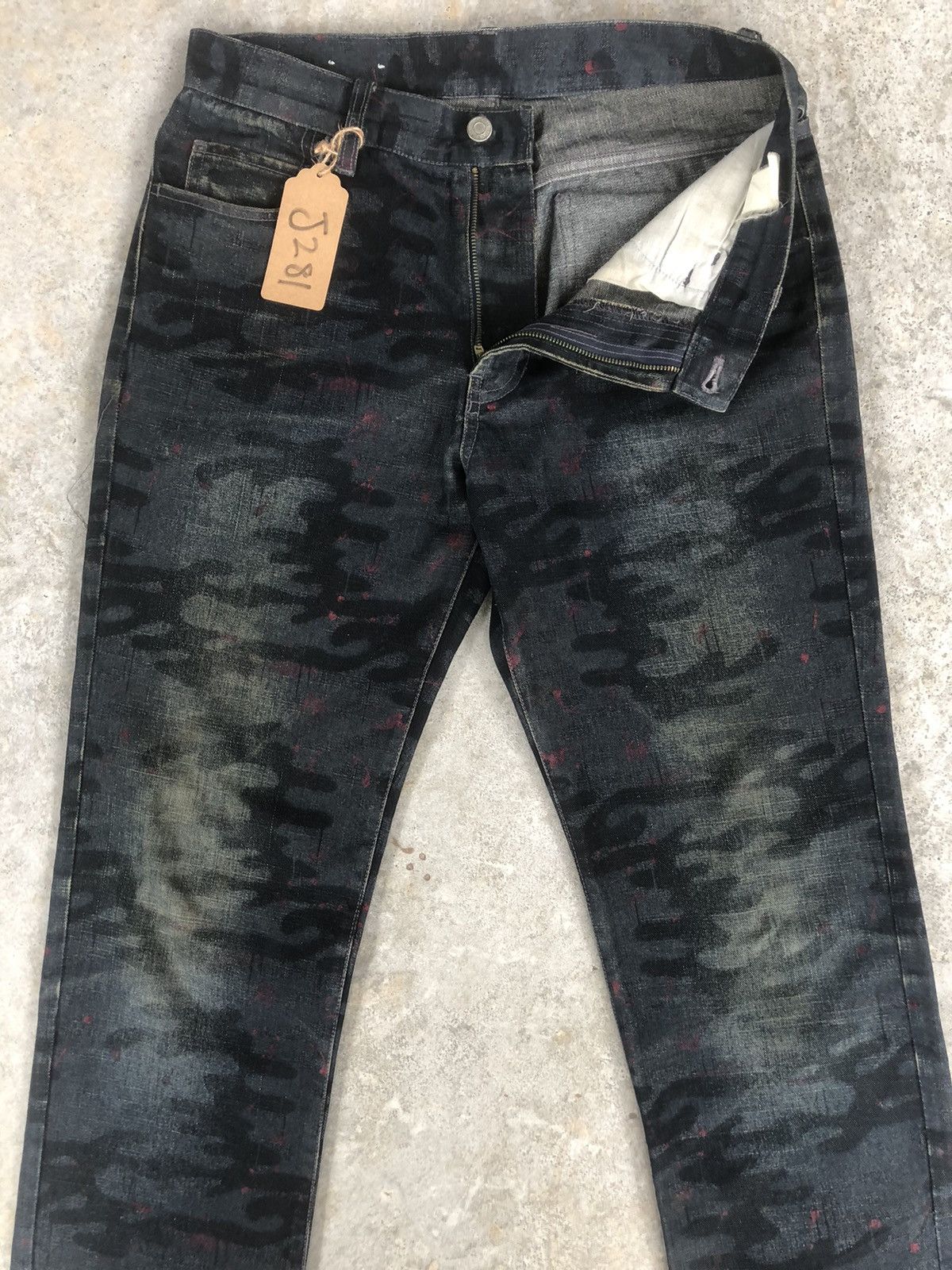 Japanese Brand Japanese Moderm Full Print Jeans Distressed Jeans Splatter Size US 31 - 3 Thumbnail