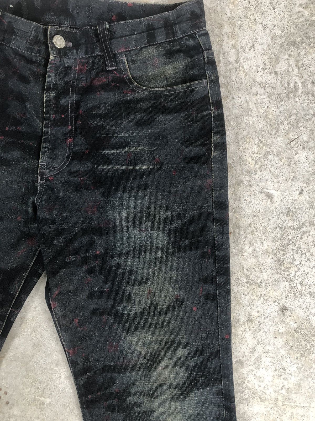 Japanese Brand Japanese Moderm Full Print Jeans Distressed Jeans Splatter Size US 31 - 5 Thumbnail