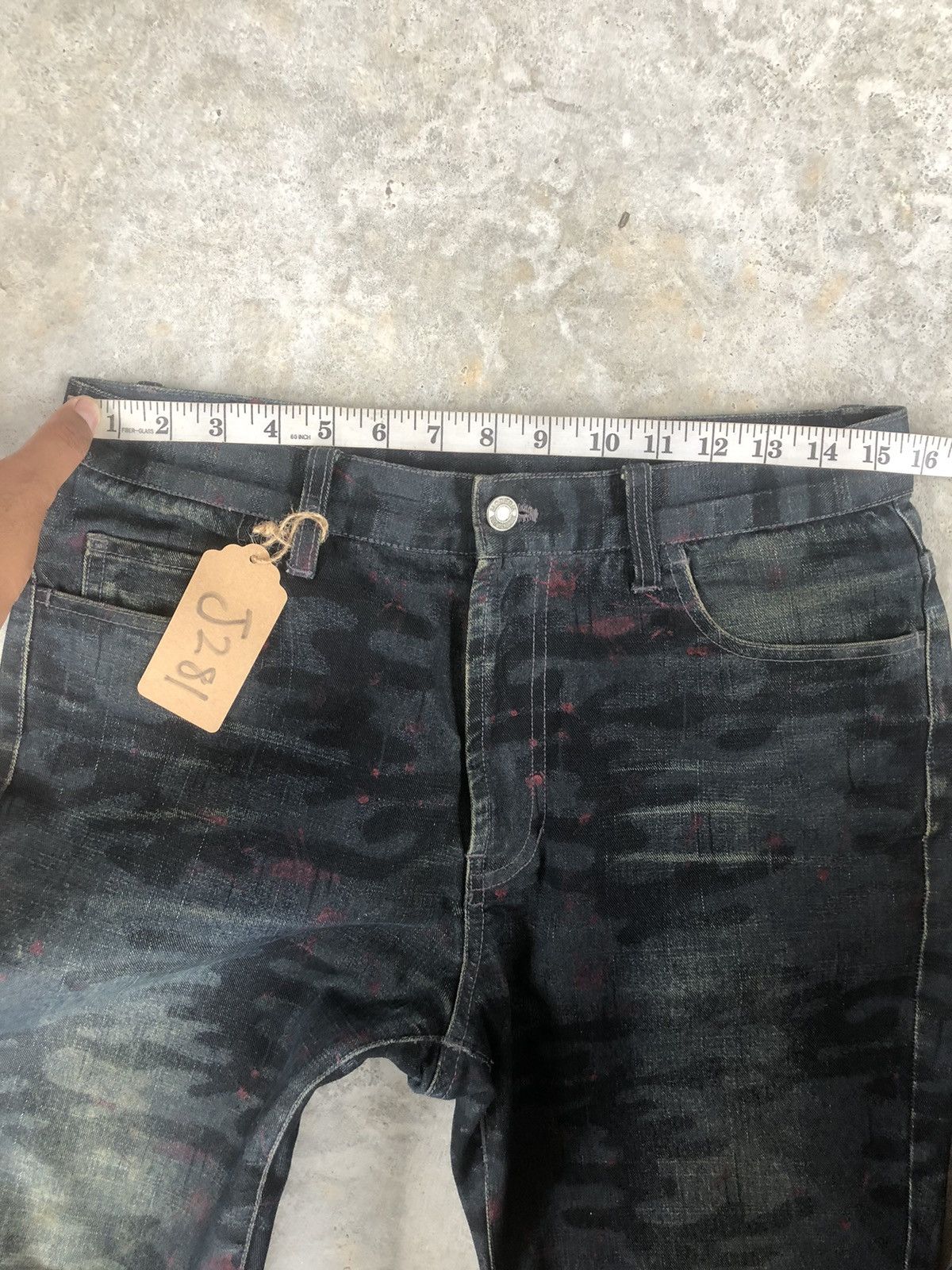 Japanese Brand Japanese Moderm Full Print Jeans Distressed Jeans Splatter Size US 31 - 17 Thumbnail