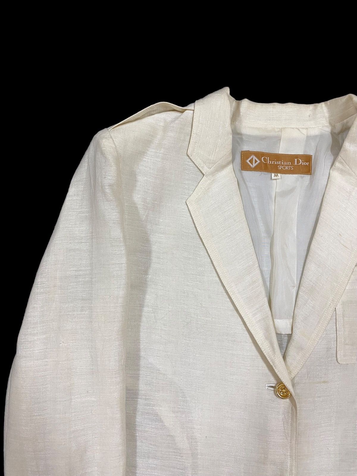 Christian Dior Monsieur Vtg🔥Christian Dior Sports Gold Button Single Breasted Linen Size 38R - 7 Thumbnail