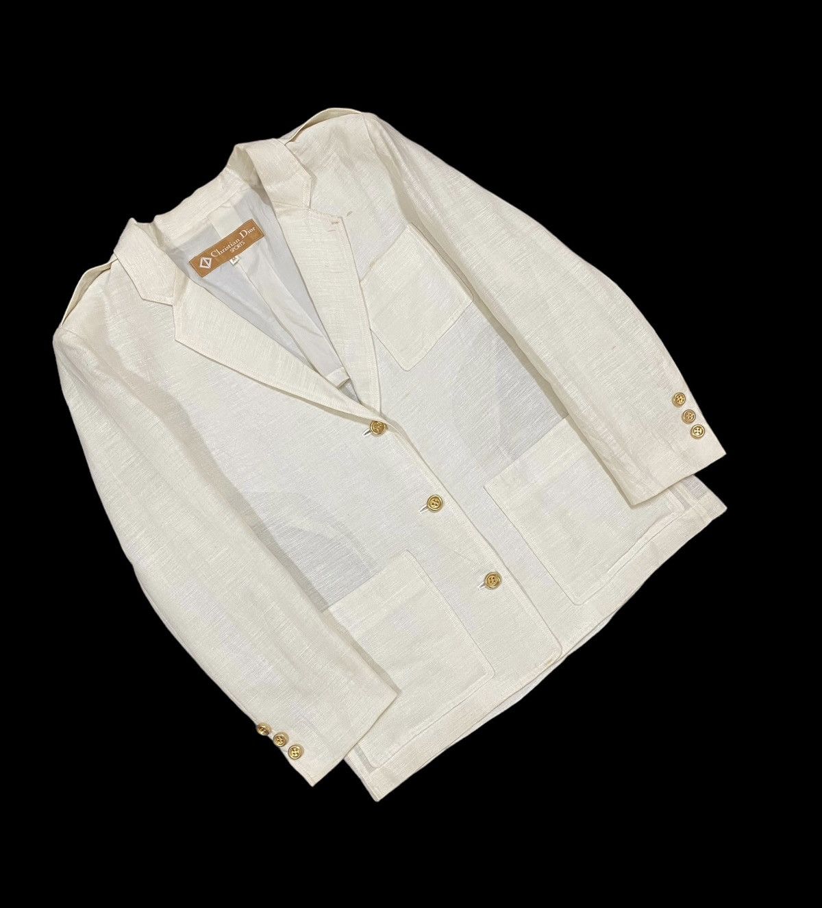 Christian Dior Monsieur Vtg🔥Christian Dior Sports Gold Button Single Breasted Linen Size 38R - 5 Thumbnail