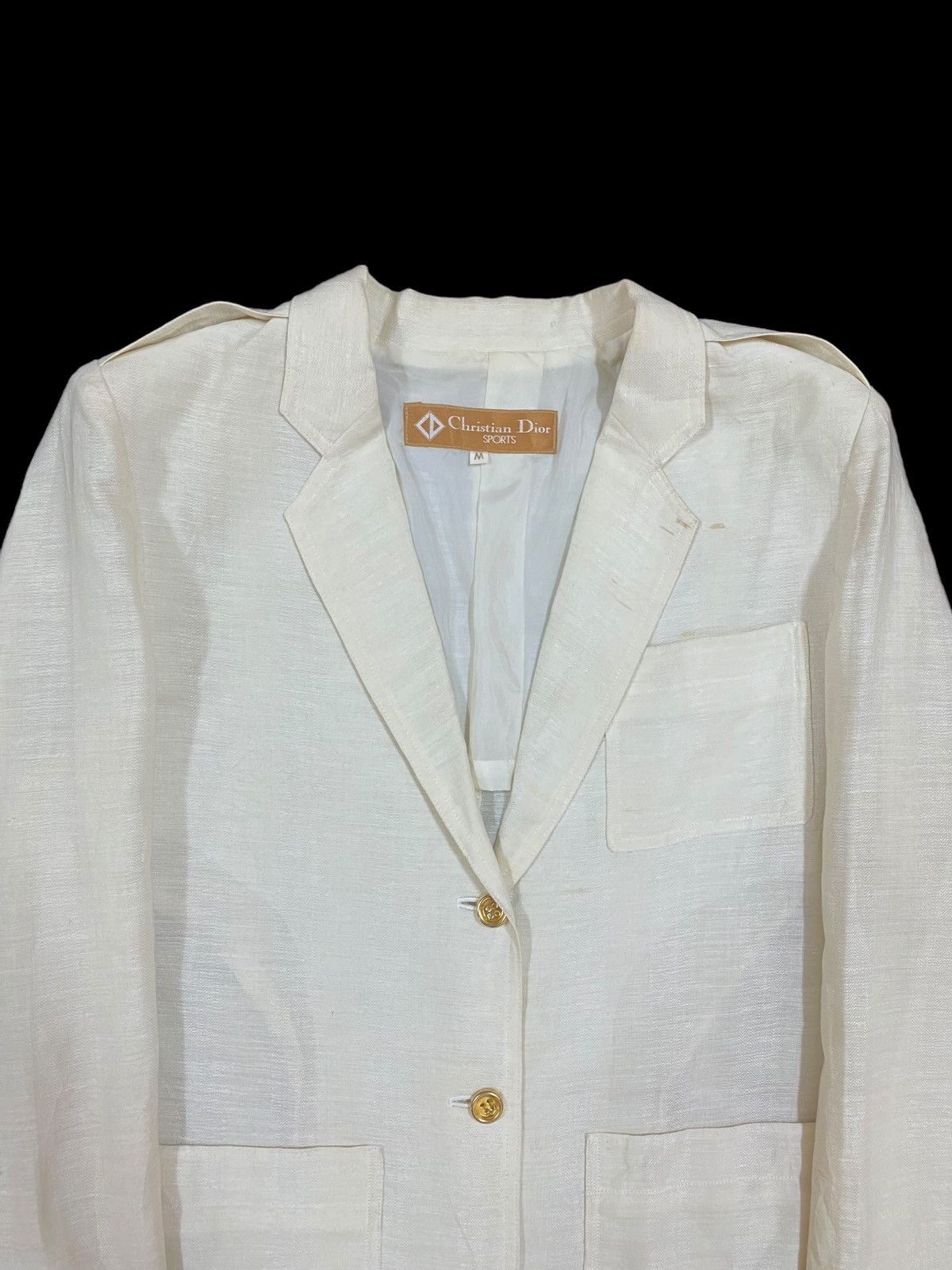 Christian Dior Monsieur Vtg🔥Christian Dior Sports Gold Button Single Breasted Linen Size 38R - 4 Thumbnail