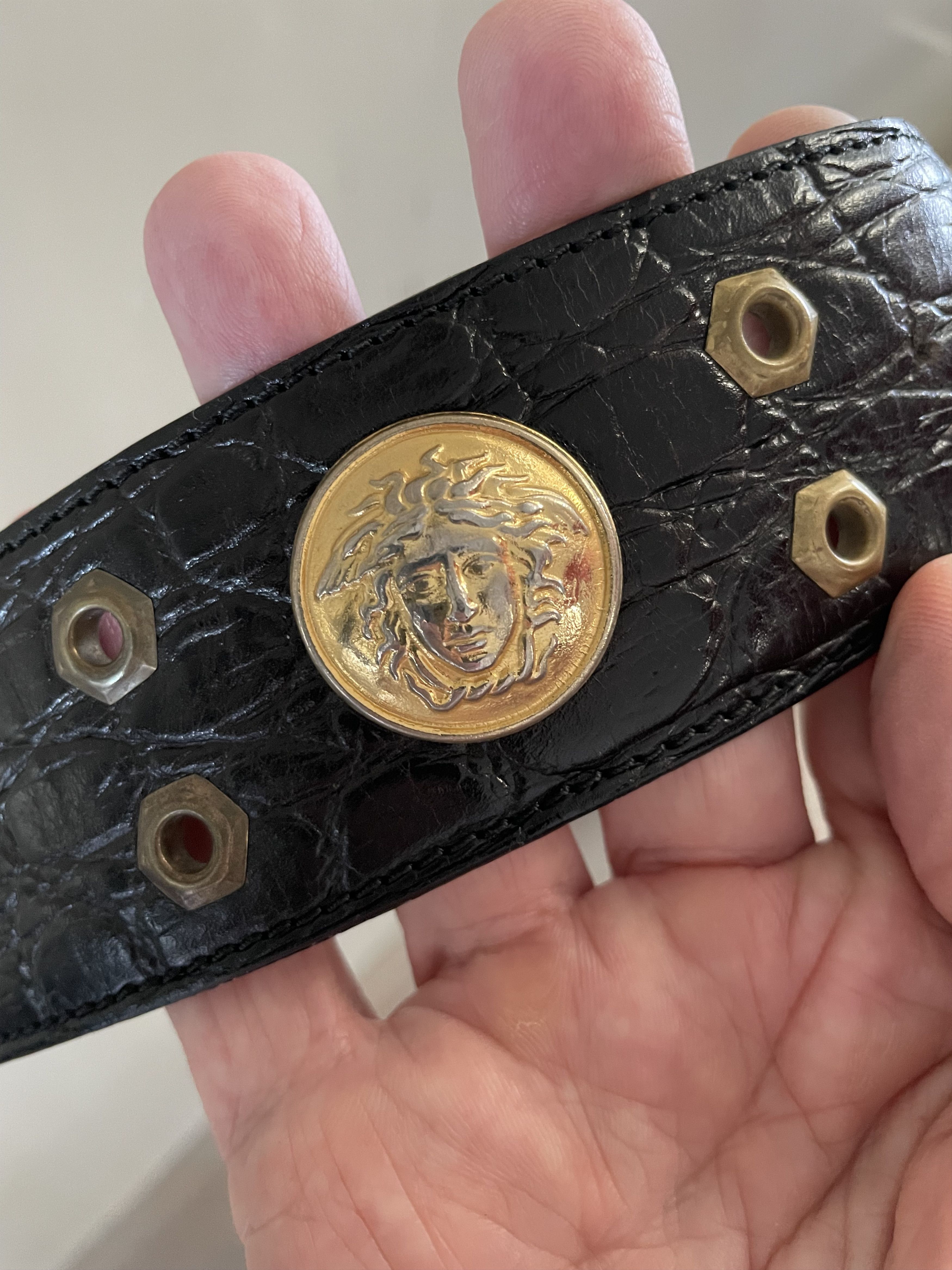 Versace VERY RARE " LEATHER MEDUSA BELT 1987 Size 34 - 8 Thumbnail