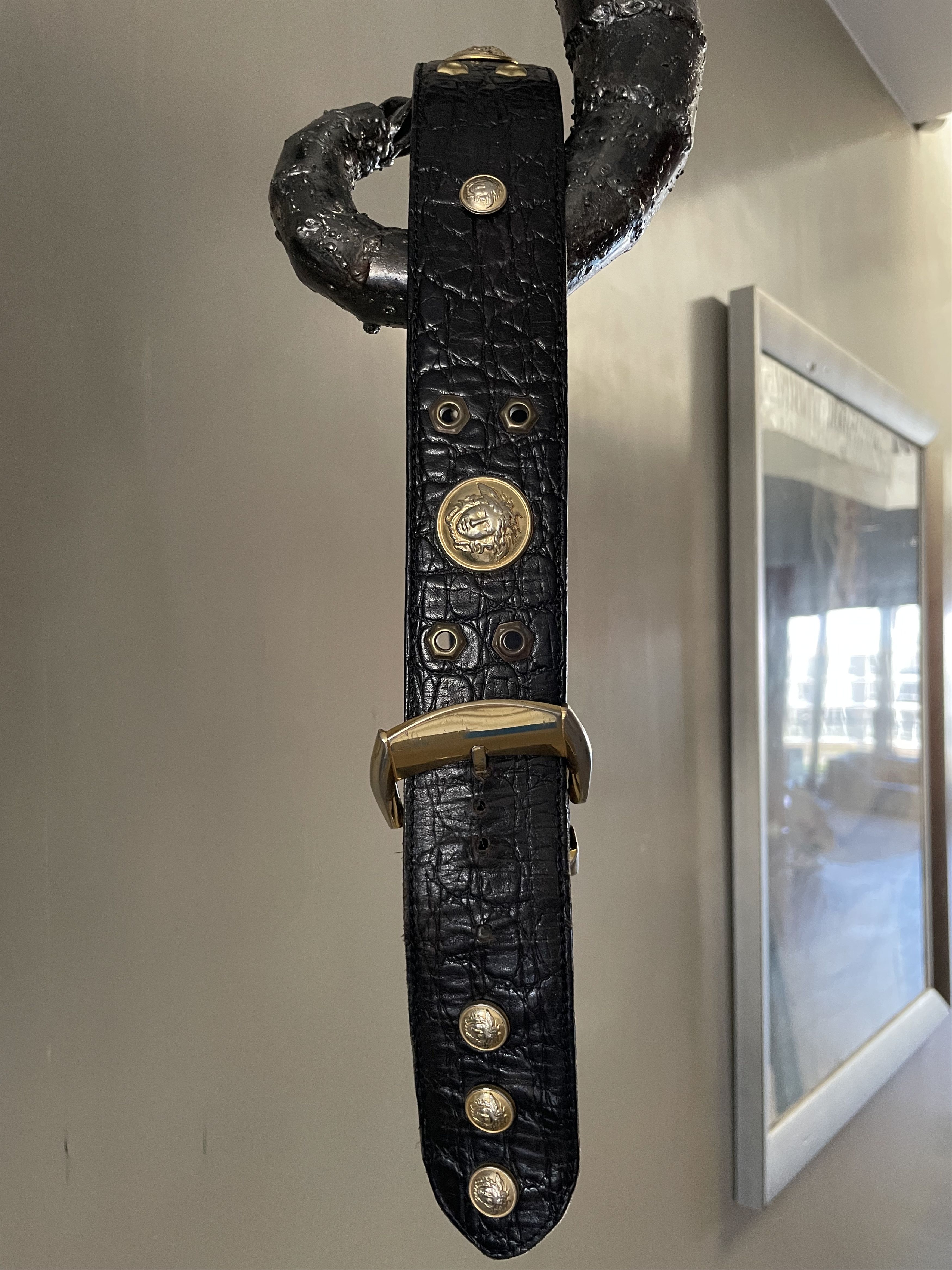 Versace VERY RARE " LEATHER MEDUSA BELT 1987 Size 34 - 9 Thumbnail