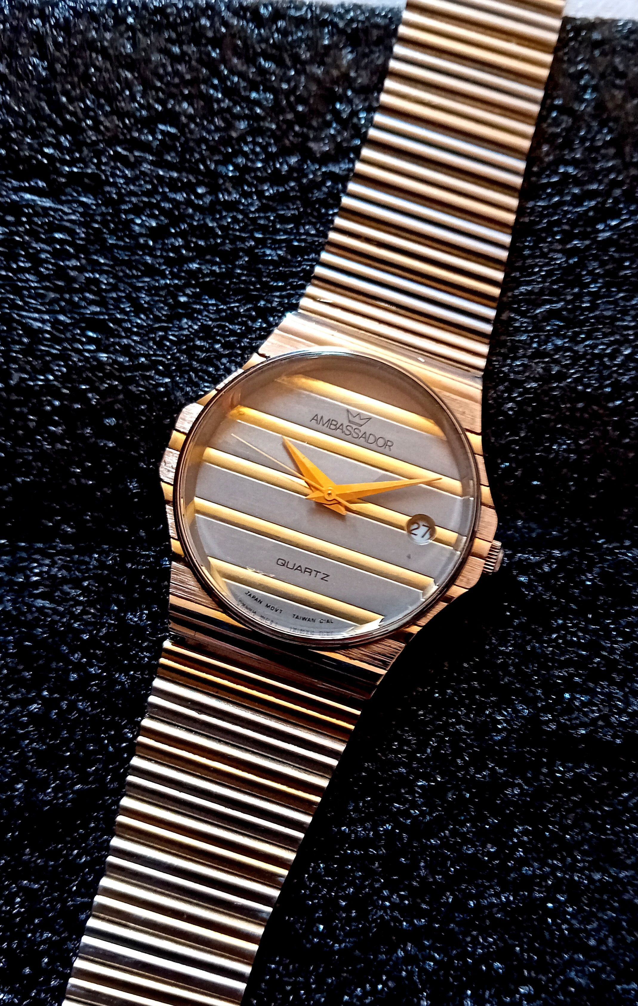 Vintage Ambassador Watch Vintage Gold Steel Watch Quartz 1980s Size ONE SIZE - 3 Thumbnail