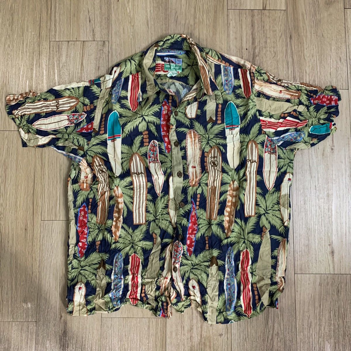 90s Vtg Reyn Spooner Surfboard Hawaiian Aloha Shirt Rayon