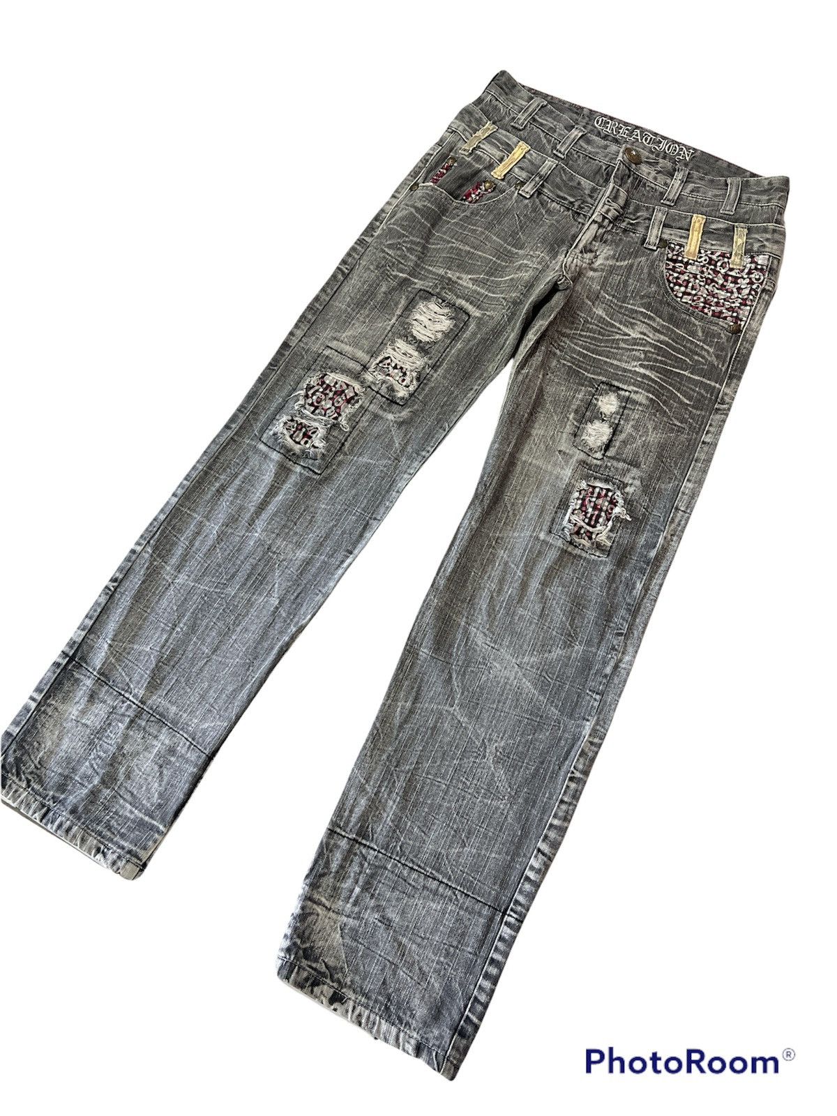 Japanese Brand Japanese brand Double Waist Trashed Ripped Denim Pants Size US 31 - 4 Thumbnail
