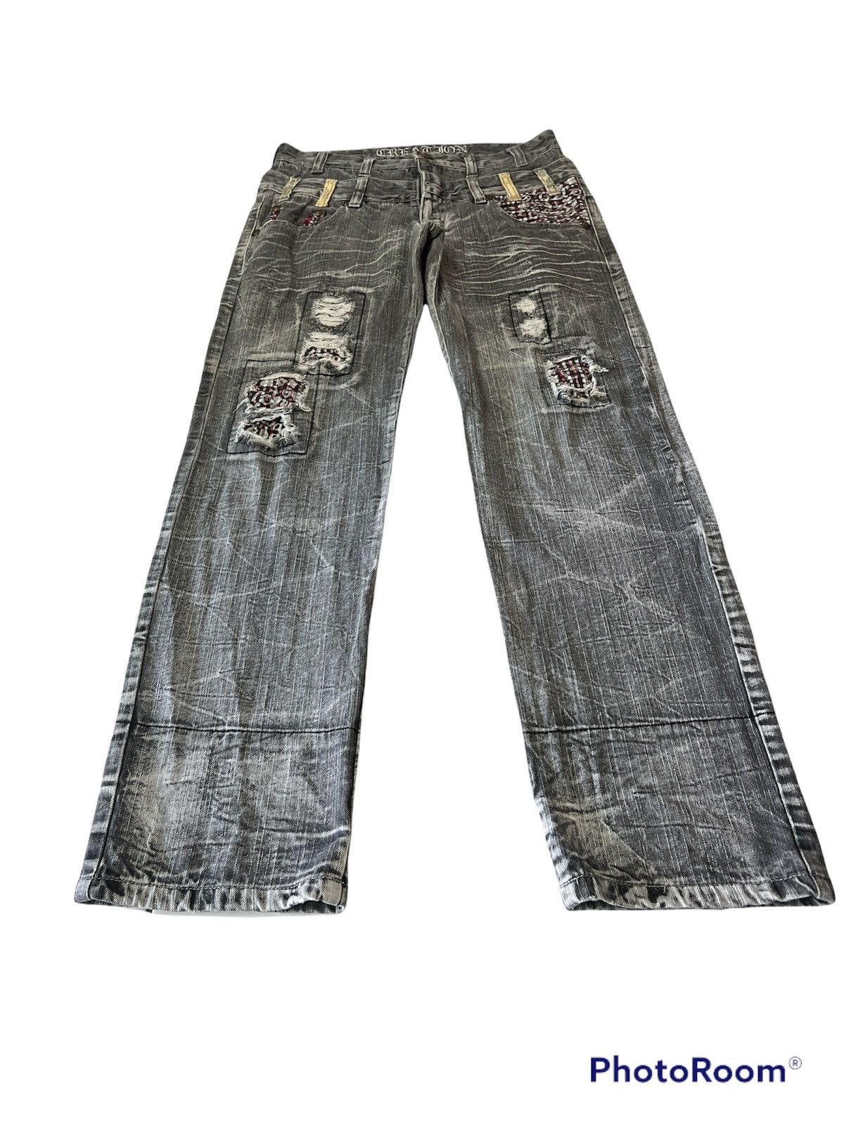 Japanese Brand Japanese brand Double Waist Trashed Ripped Denim Pants Size US 31 - 2 Thumbnail