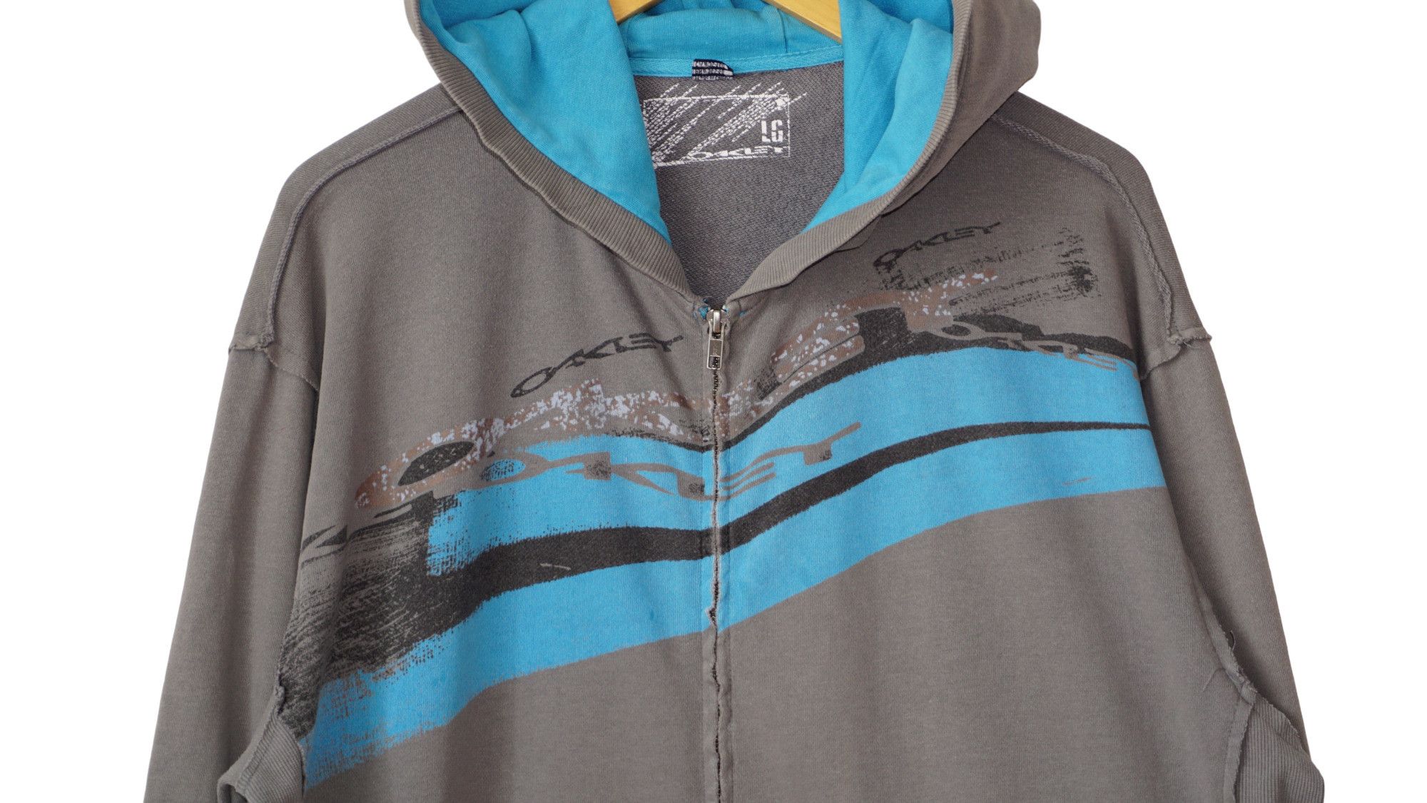 Oakley × Vintage Oakley Y2K Vintage Distressed Zip Sweatshirt Hoodie Size US L / EU 52-54 / 3 - 4 Thumbnail