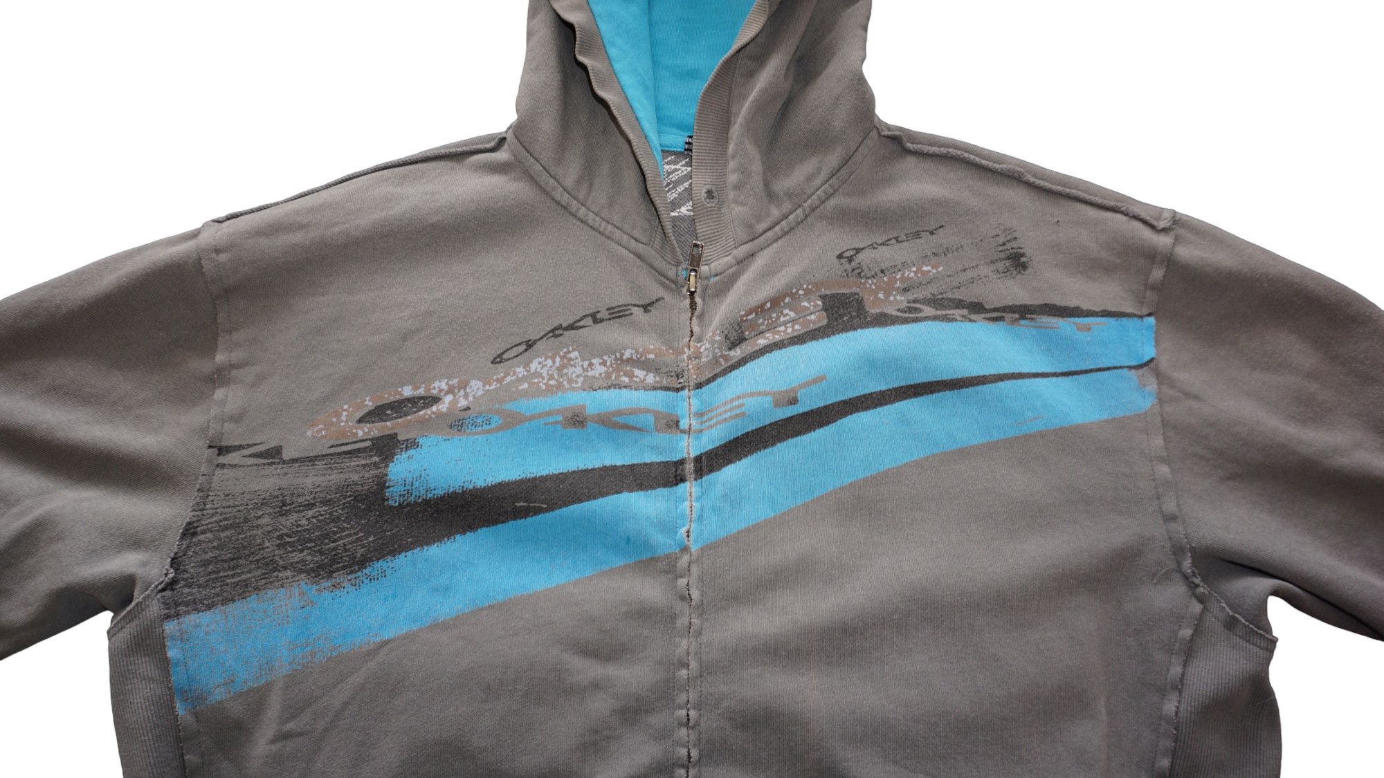 Oakley × Vintage Oakley Y2K Vintage Distressed Zip Sweatshirt Hoodie Size US L / EU 52-54 / 3 - 5 Thumbnail