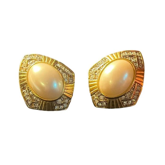 Boucles D'oreilles Vintage NINA RICCI - Clip Plaqué Or Jaune Avec émail - Occasion - Pièce De Collection
