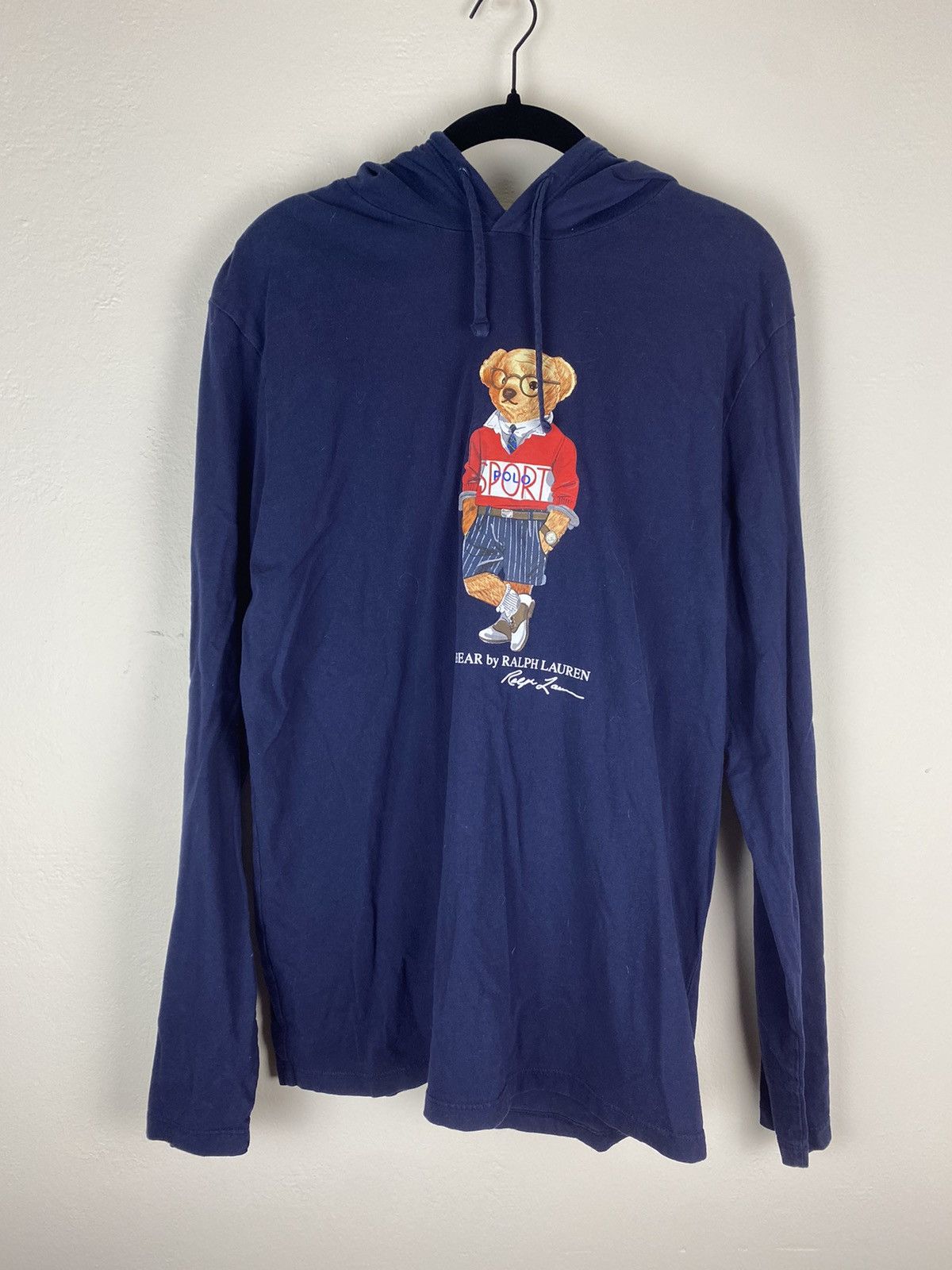 Polo Bear Long Sleeve Hood Hoodie Navy Rare Tee