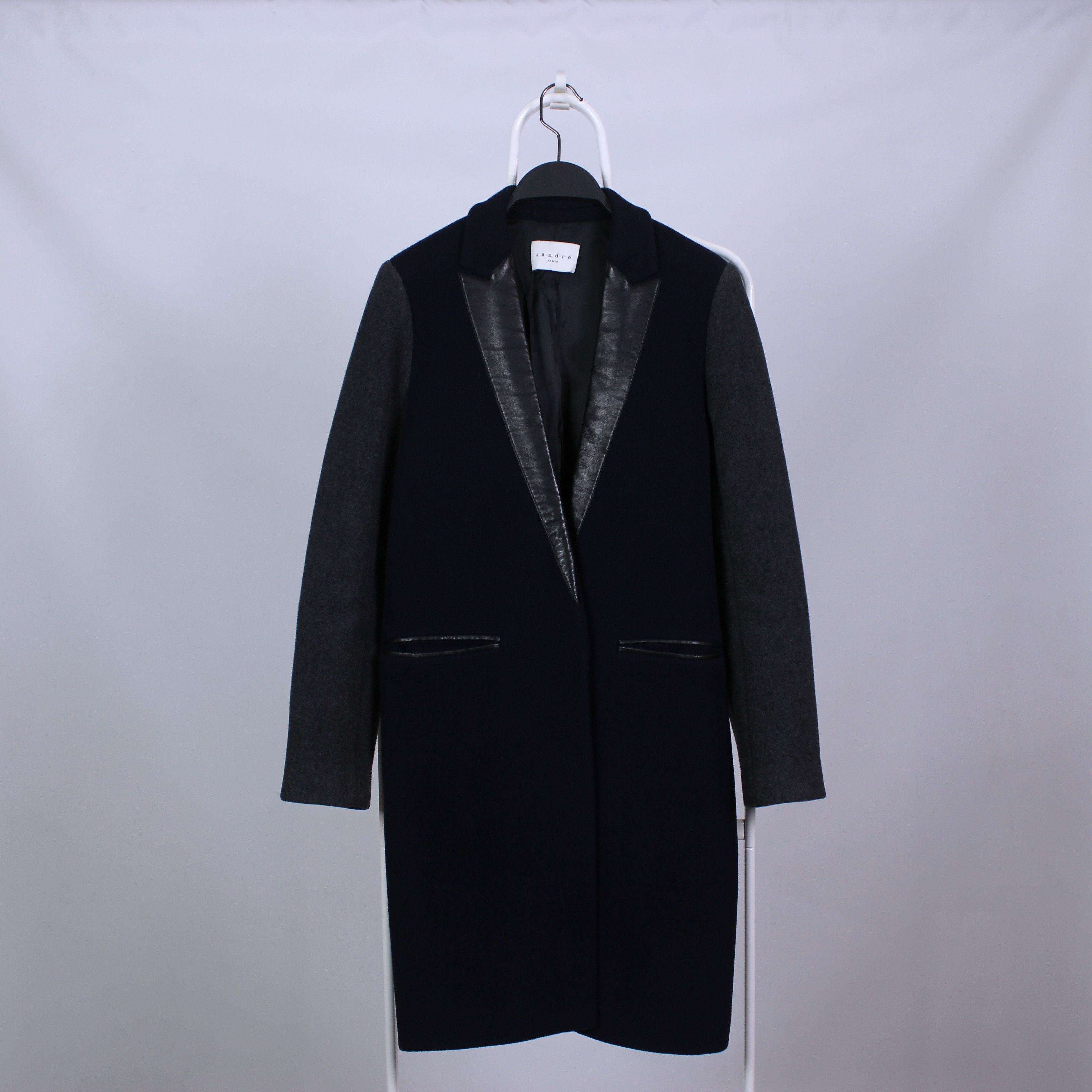 Sandro Sandro coat jacket navy blue leather S M 36 size Size S / US 4 / IT 40 - 2 Thumbnail