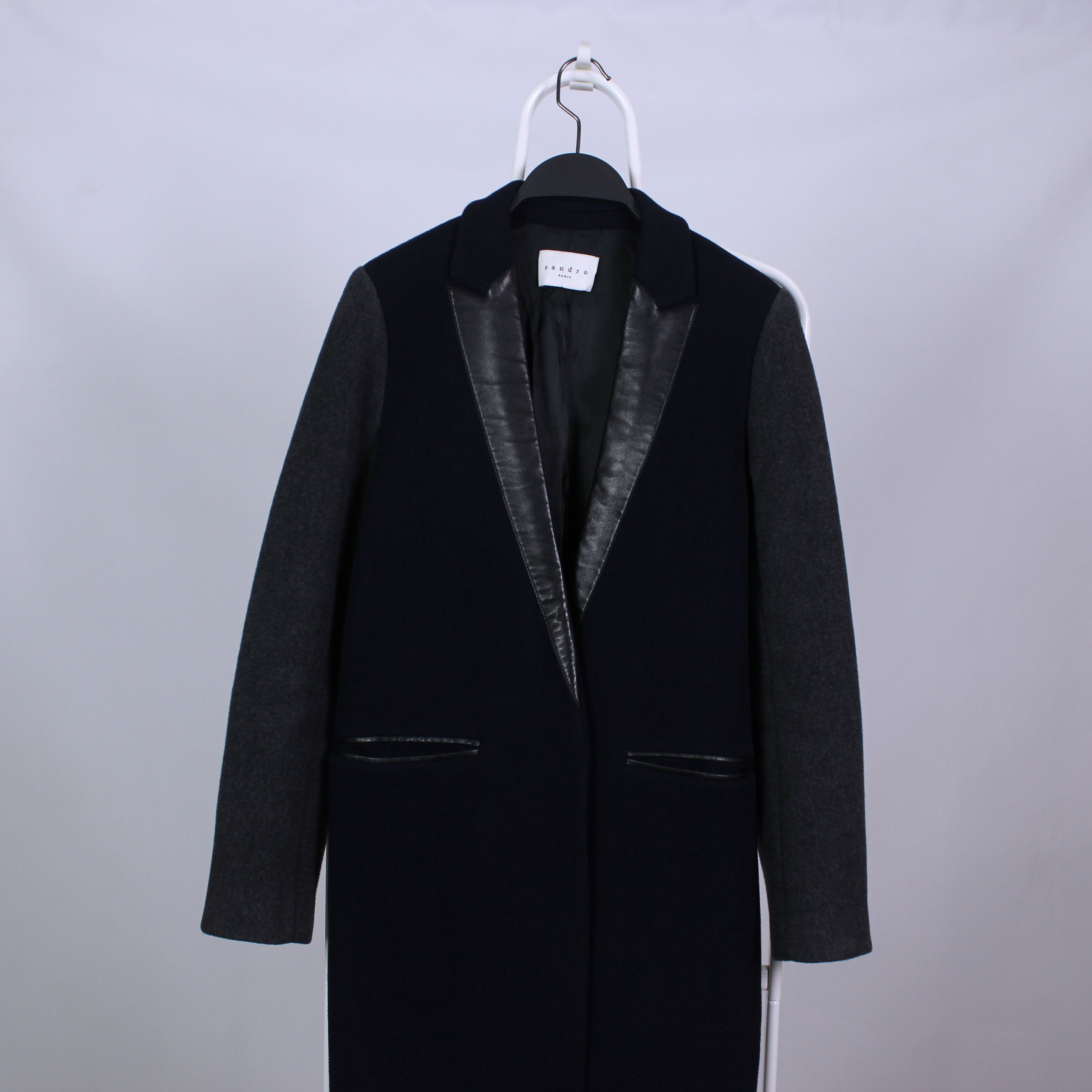 Sandro Sandro coat jacket navy blue leather S M 36 size Size S / US 4 / IT 40 - 11 Thumbnail