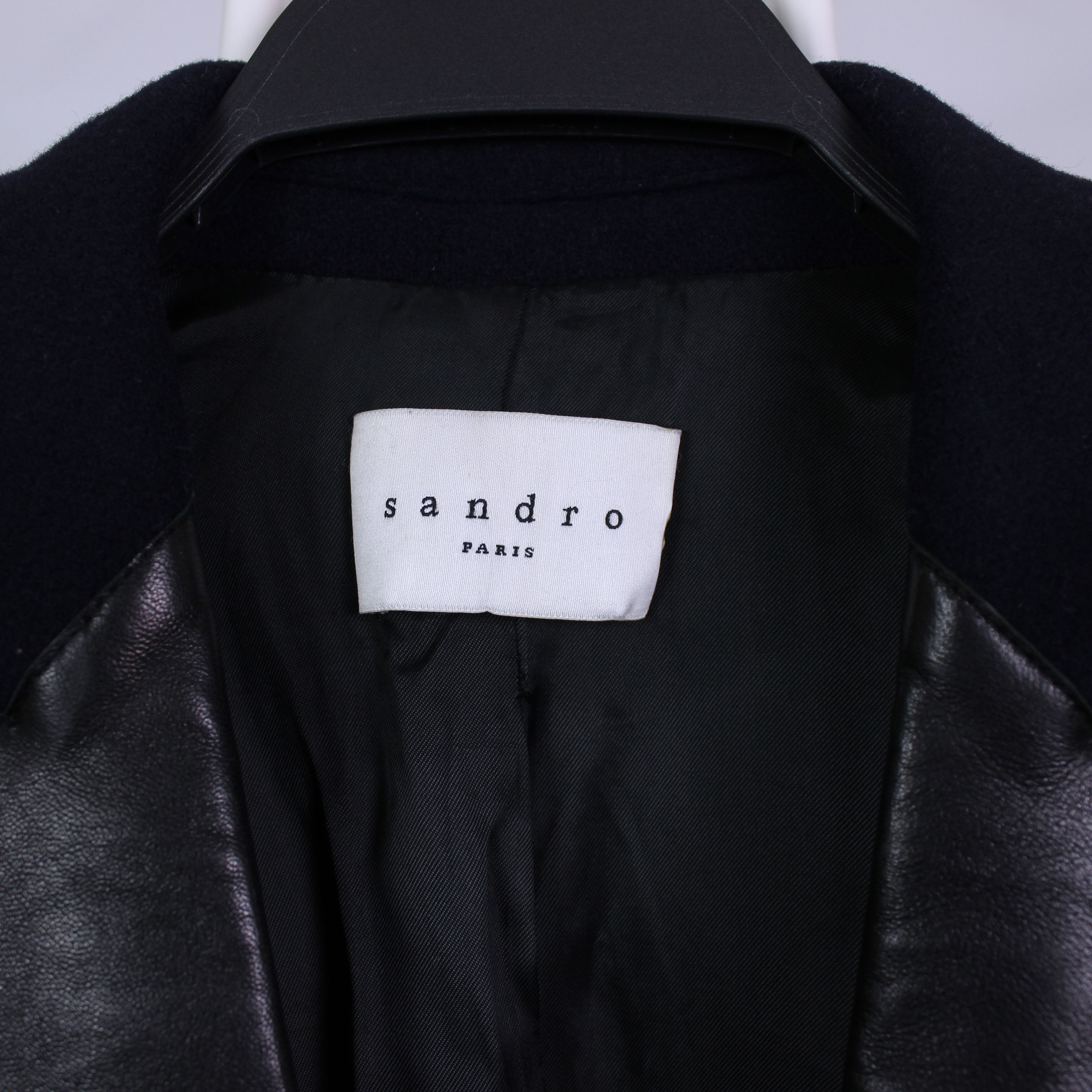 Sandro Sandro coat jacket navy blue leather S M 36 size Size S / US 4 / IT 40 - 10 Thumbnail