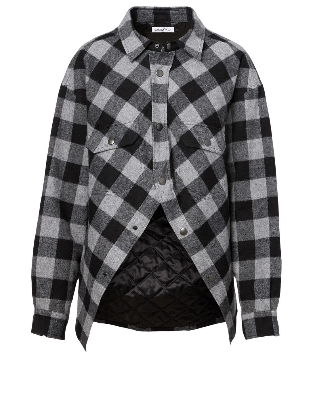 image of Balenciaga Swing Canadian-Checked Cotton-Flannel Shirt in Grey, Men's (Size Medium)
