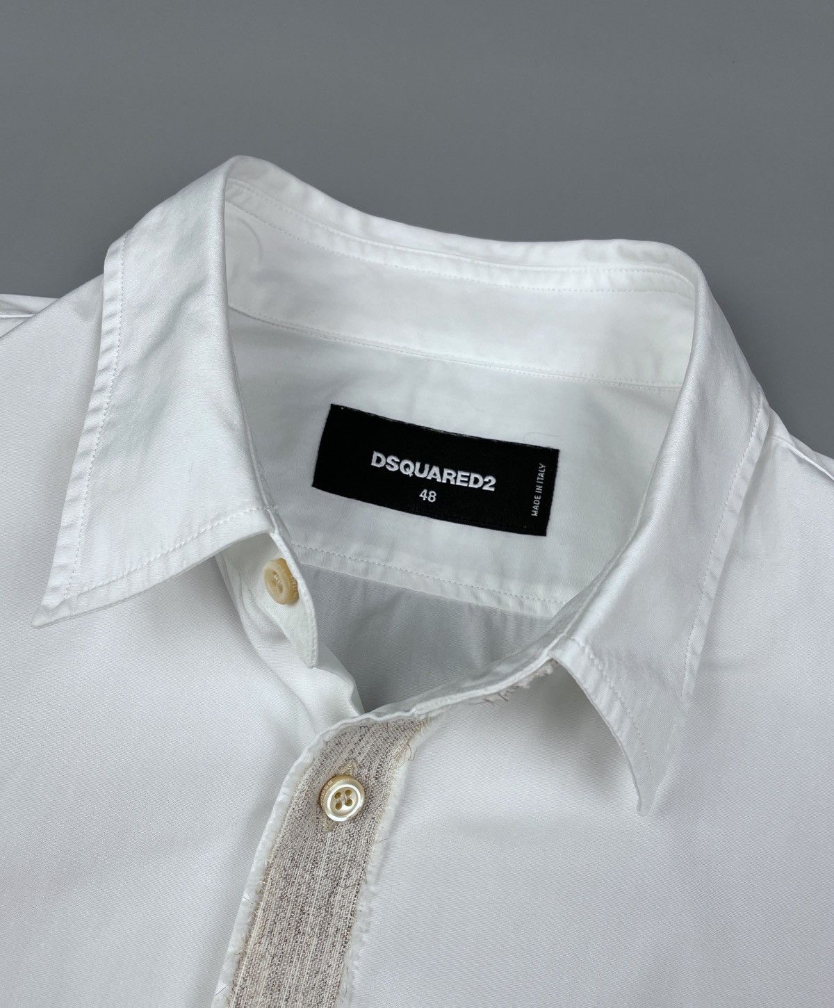 Dsquared2 Men's DSQUARED2 White Wood Strip LS Cotton Shirt Size 48 Size US M / EU 48-50 / 2 - 7 Thumbnail